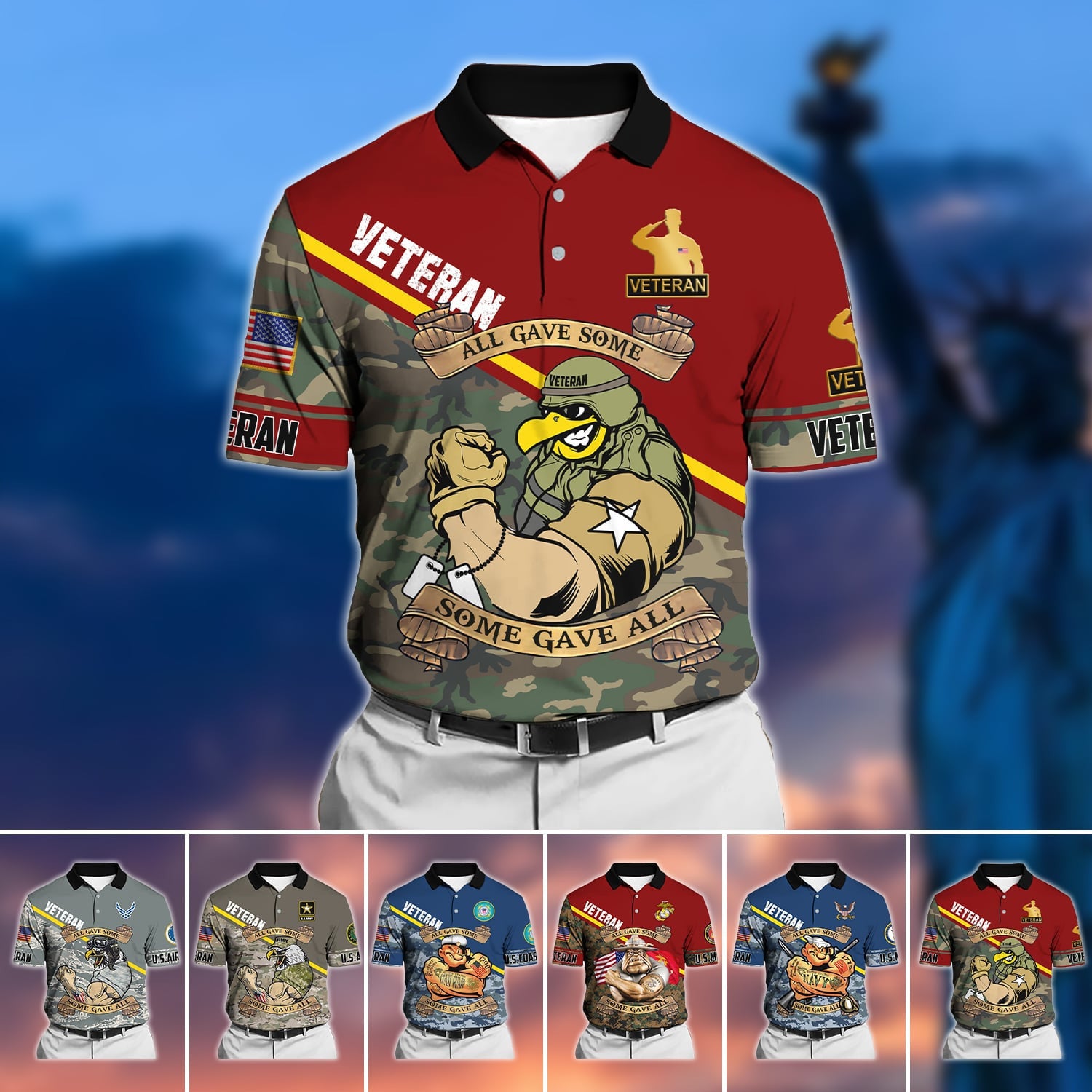 Unique U.S Multiple Service Veteran Polo Shirt PVC040302