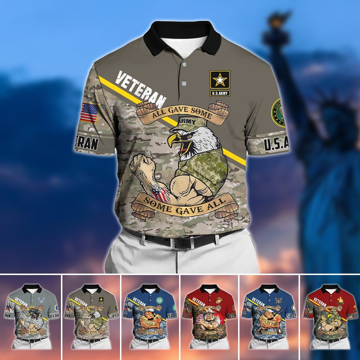Unique U.S Multiple Service Veteran Polo Shirt PVC040302