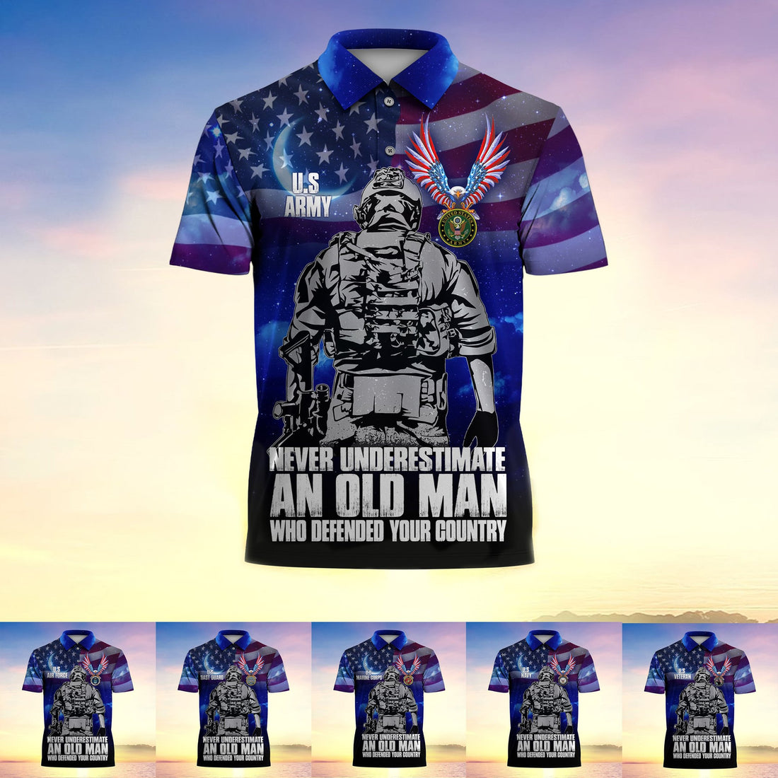 Never Underestimate An Old Man Who Defended Your Country Multiservice Polo MH080603-2