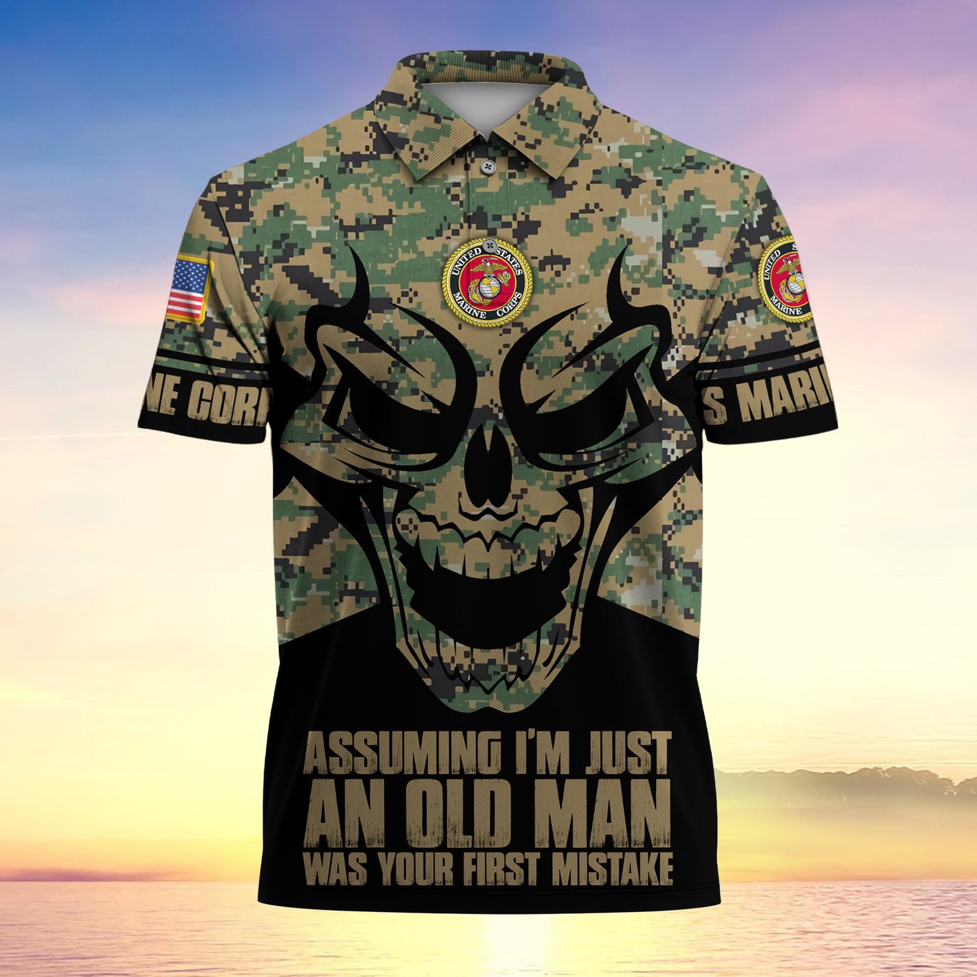 Assuming I'm Just An Old Man Was Your First Mistake US Veteran MultiService Polo Shirt MH130602