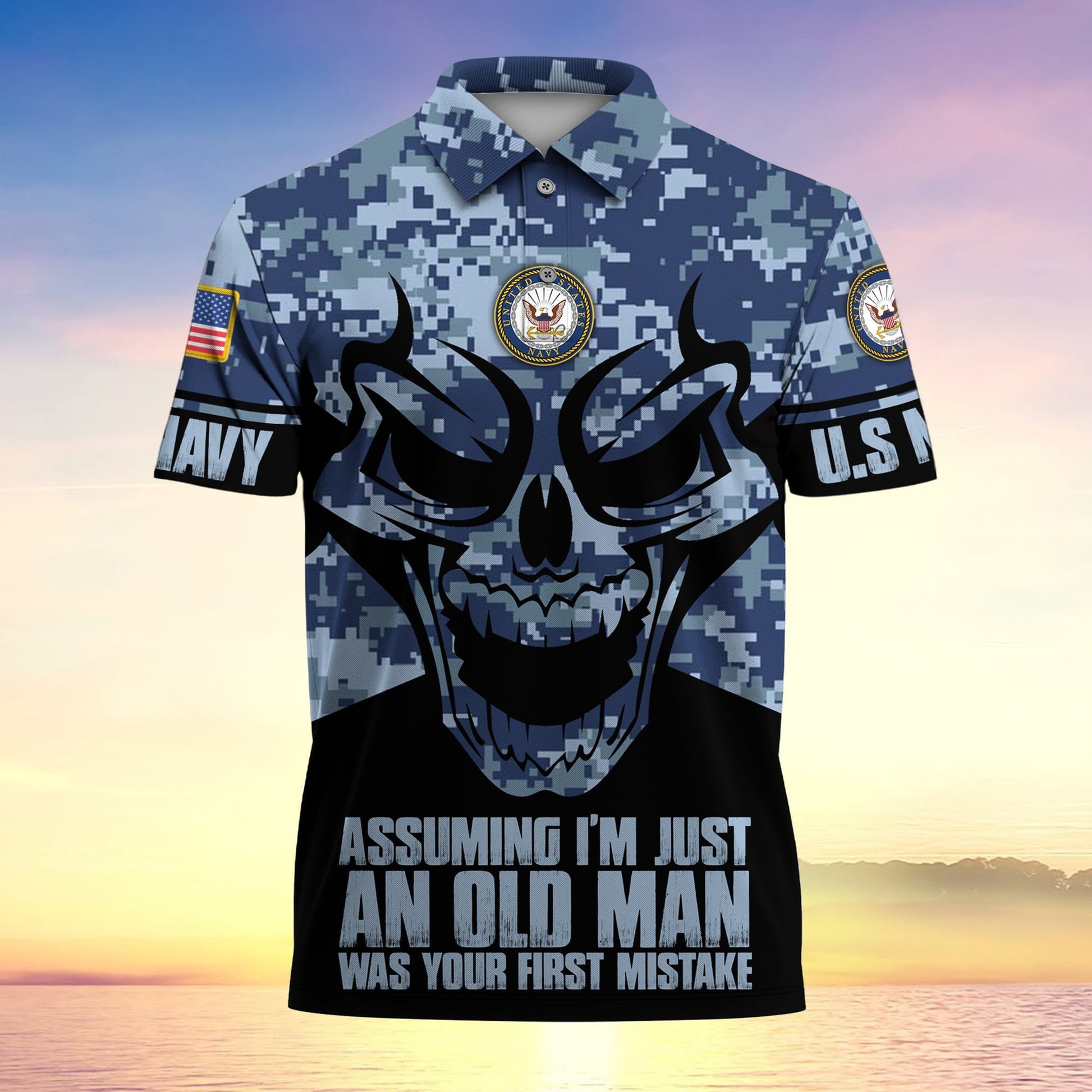 Assuming I'm Just An Old Man Was Your First Mistake US Veteran MultiService Polo Shirt MH130602