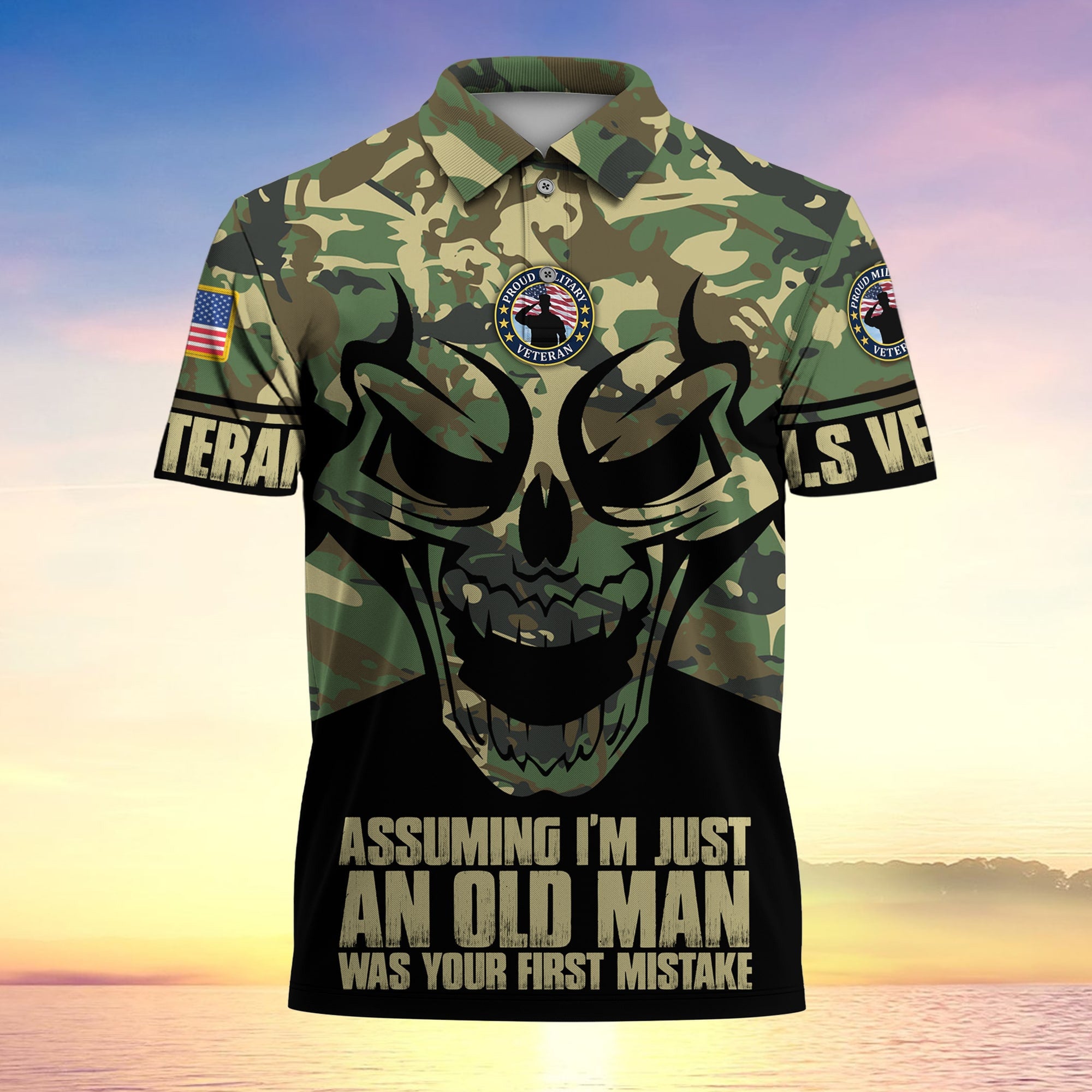 Assuming I'm Just An Old Man Was Your First Mistake US Veteran MultiService Polo Shirt MH130602