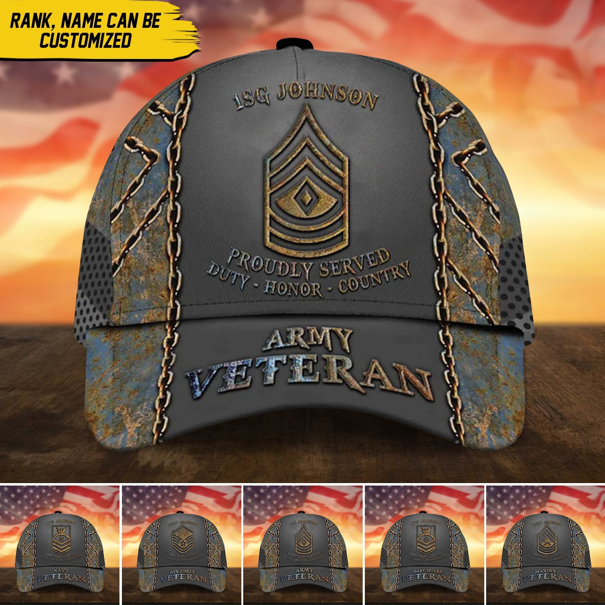 Unique Personalised U.S Veteran 3D Cap PVC110703