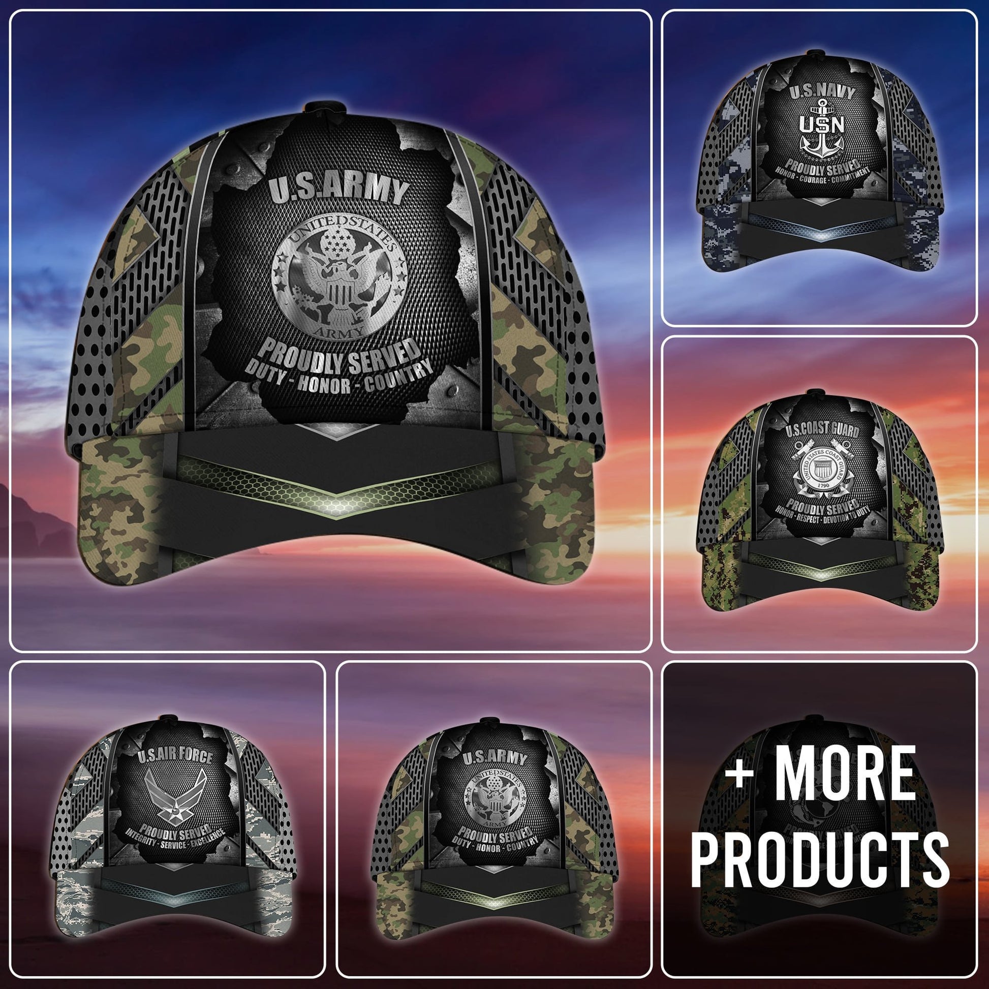 Camo Soldiers Multiservice U.S Veteran Cap PVC270603