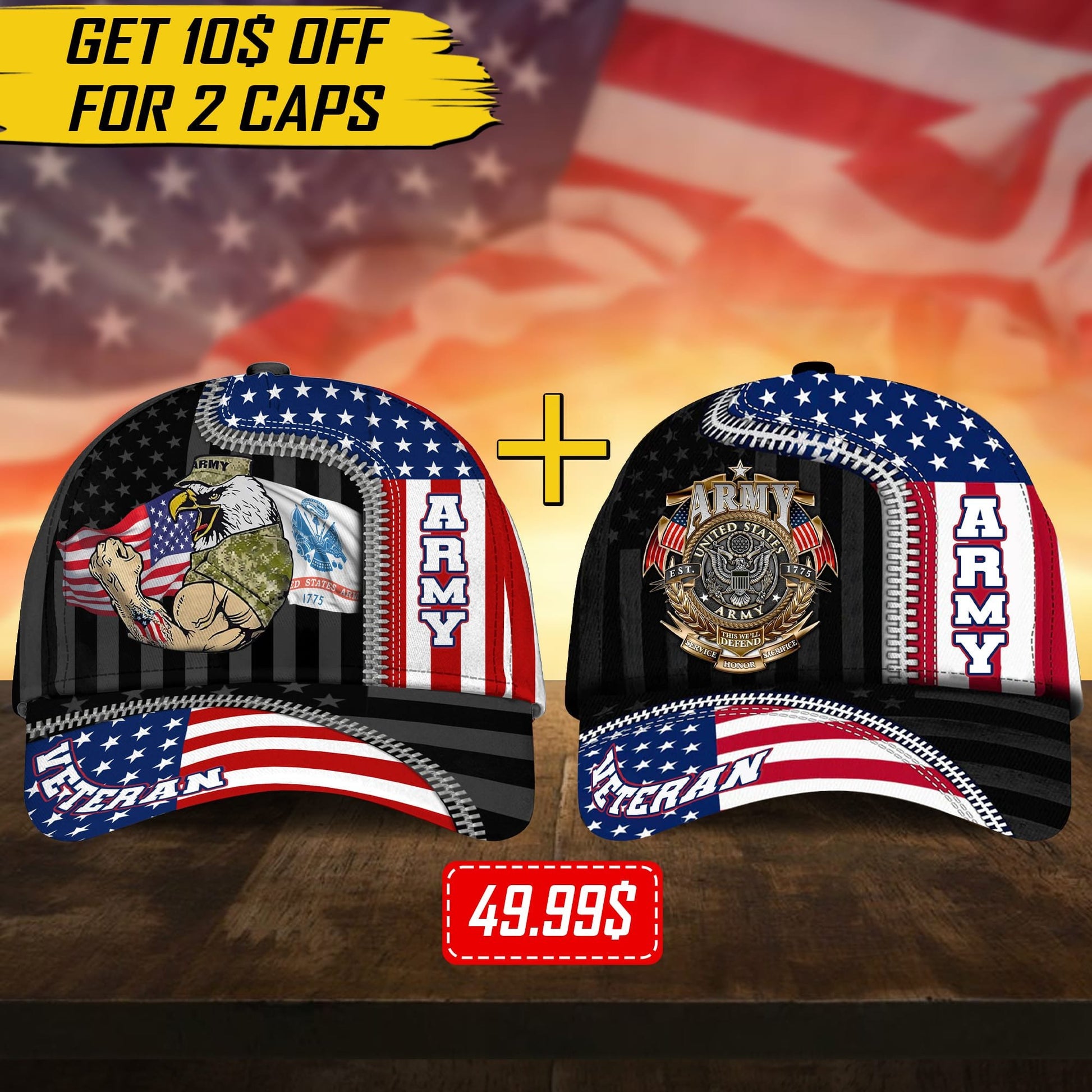 US Veteran Proudly Served Multiservice Cap PVC010805