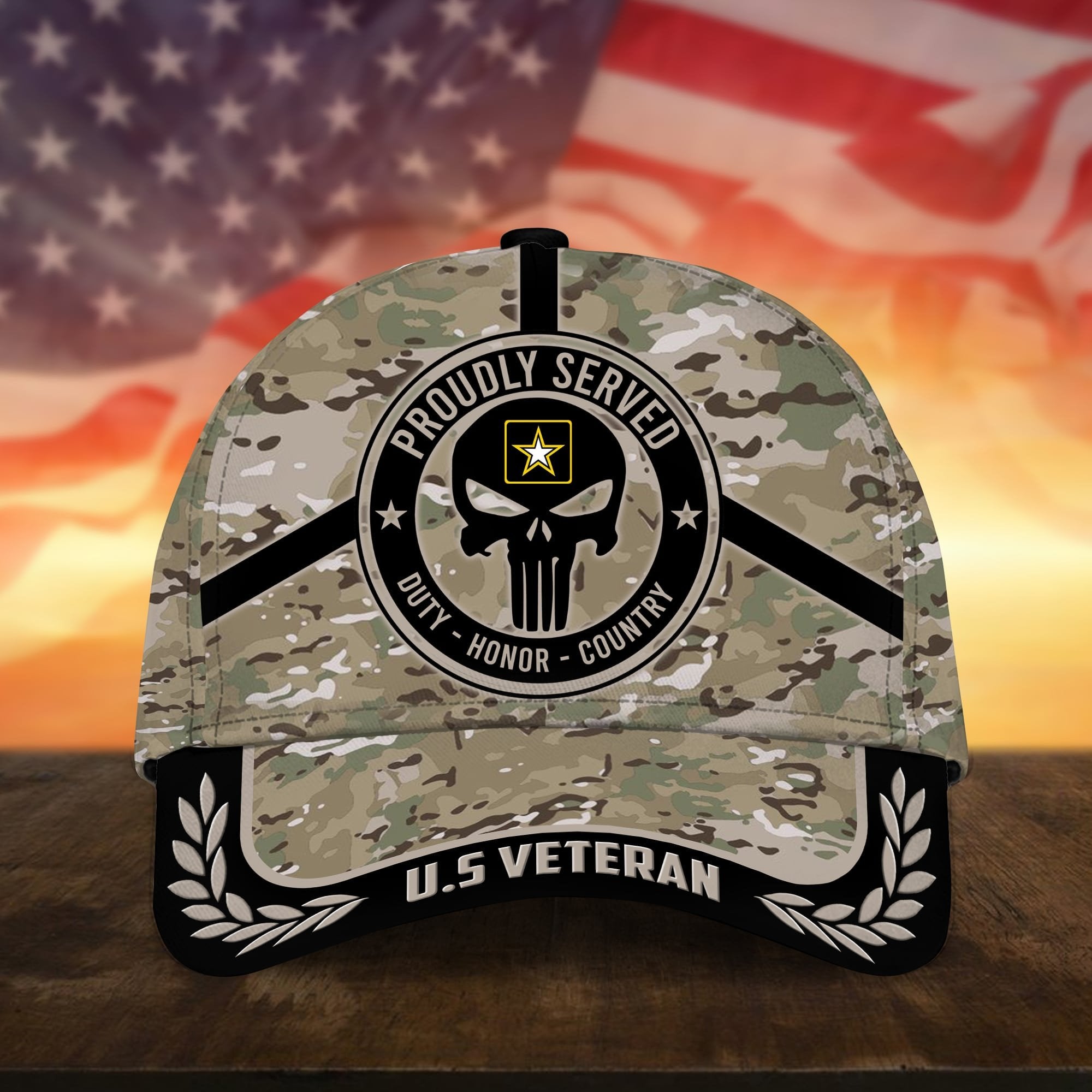 Badass Puniskull Multiservice U.S Veteran Cap NPVC150503