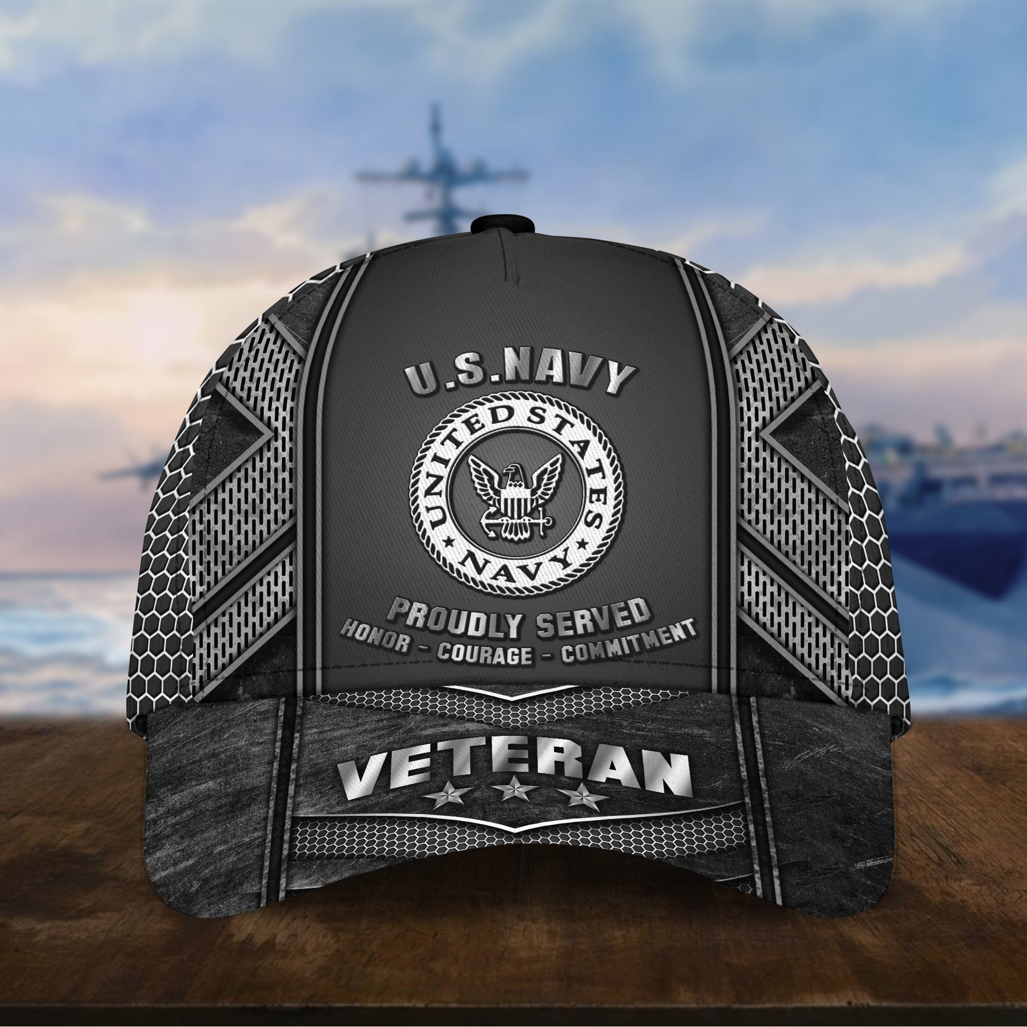 Unique Metal Camo US Veteran Cap NPVC150802