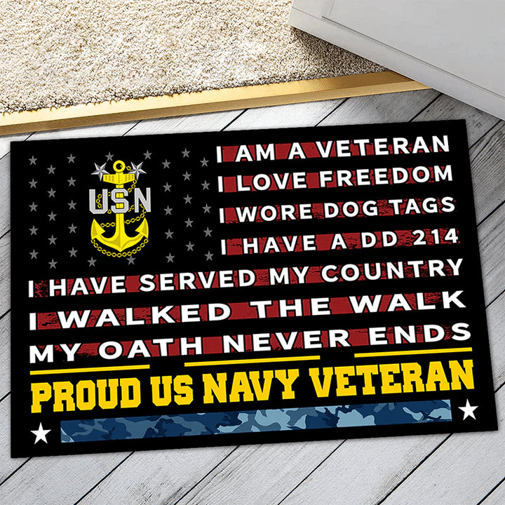 Unique Proud US Veteran Doormat PVC190815