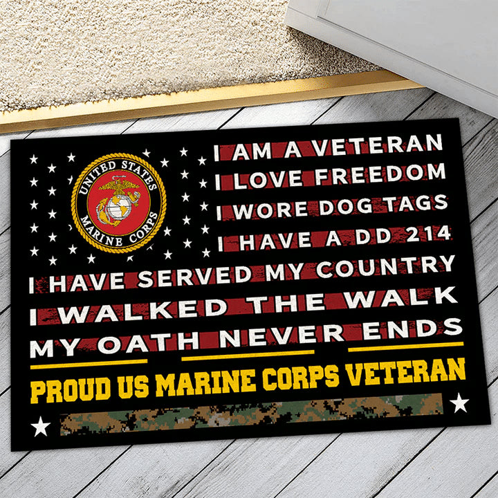 Unique Proud US Veteran Doormat PVC190815