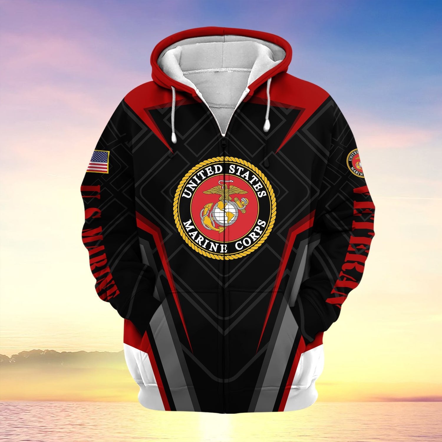 US Veteran Proudly Served Multiservice Zip Hoodie NPVC220801