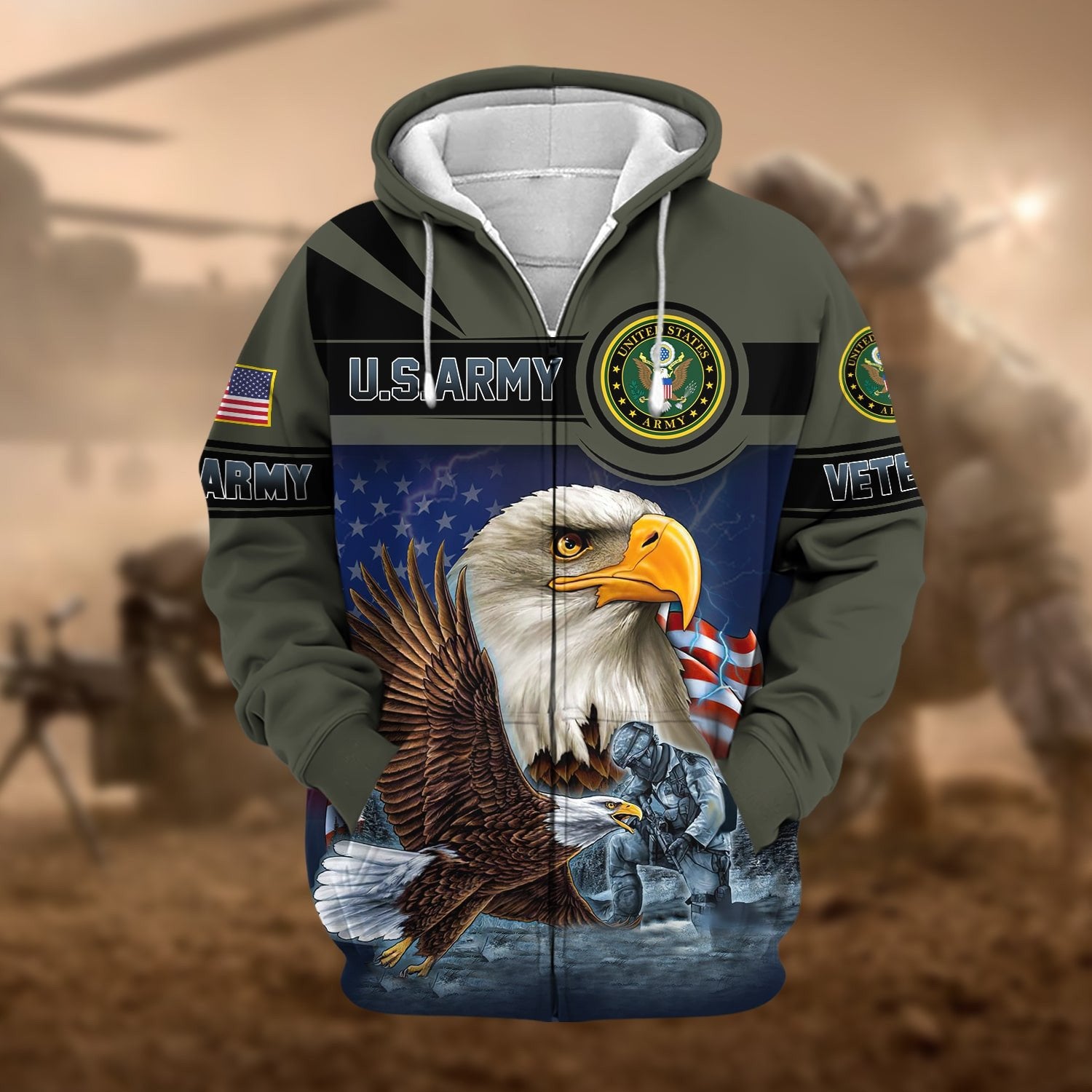 Unique US Veteran Eagle Zip Hoodie NPVC160905