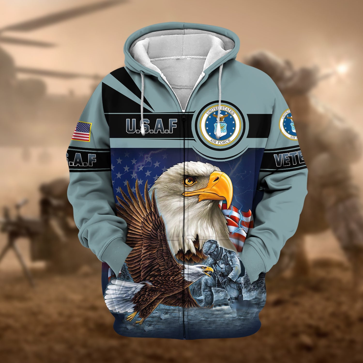 Unique US Veteran Eagle Zip Hoodie NPVC160905