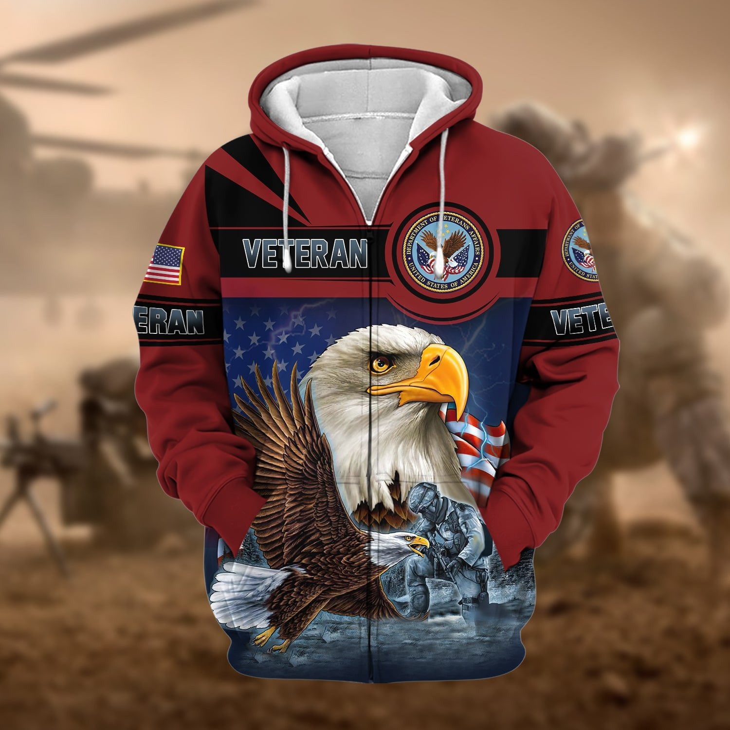Unique US Veteran Eagle Zip Hoodie NPVC160905