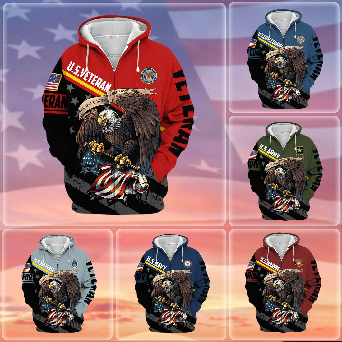 Premium All Gave Some Some Gave All US Veteran Zip Hoodie NPVC050911