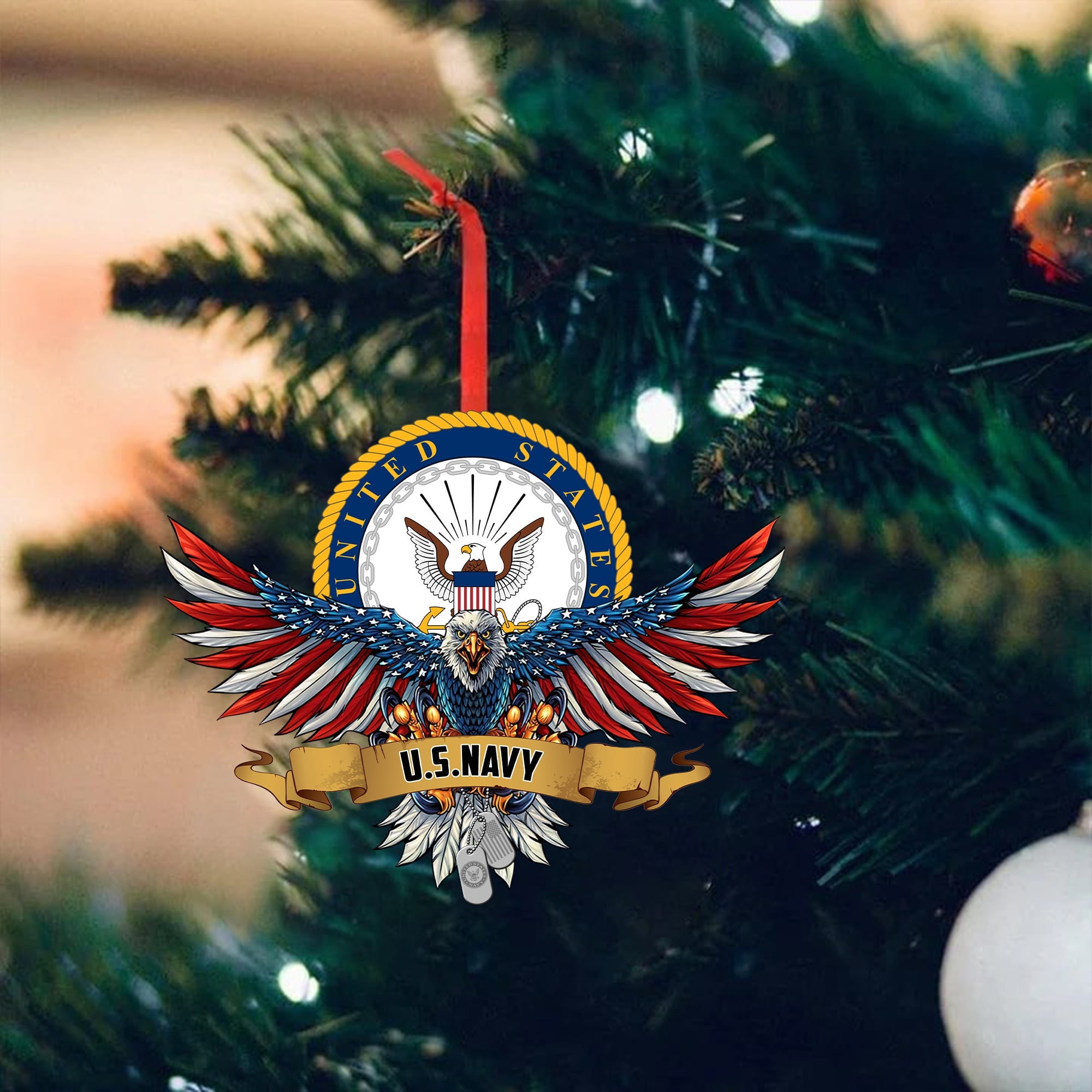 Unique Eagle US Veteran Ornament NPVC071002