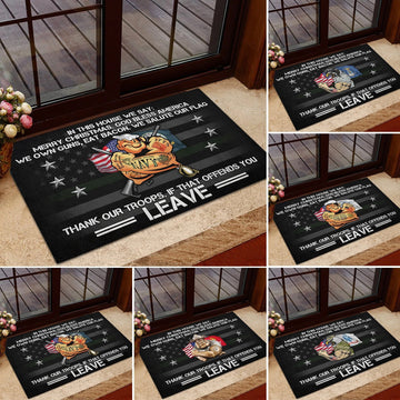 Unique Merry Christmas God Bless America US Veteran Doormat NPVC251003