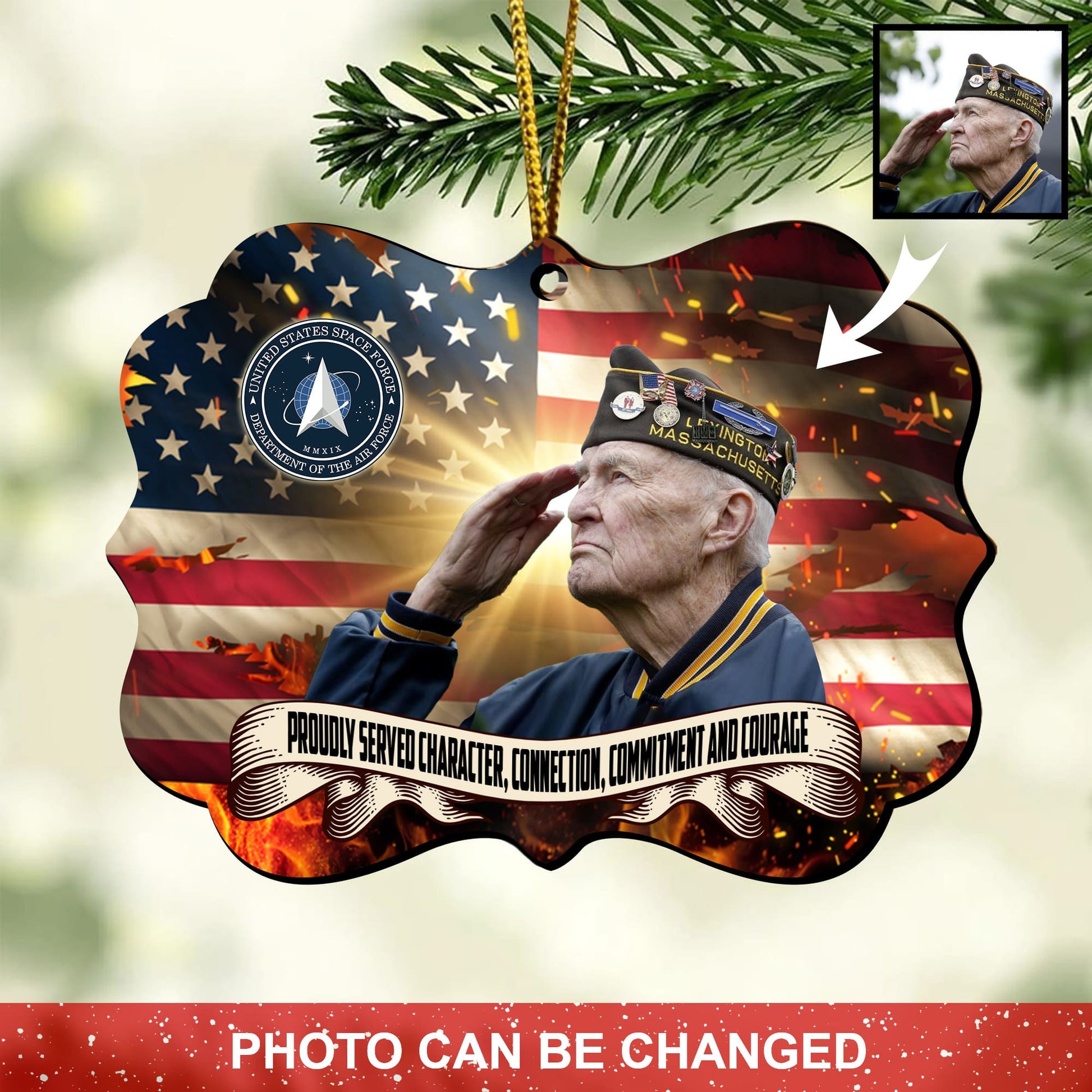 Unique Custom Photo US Veteran Ornament NPVC141101