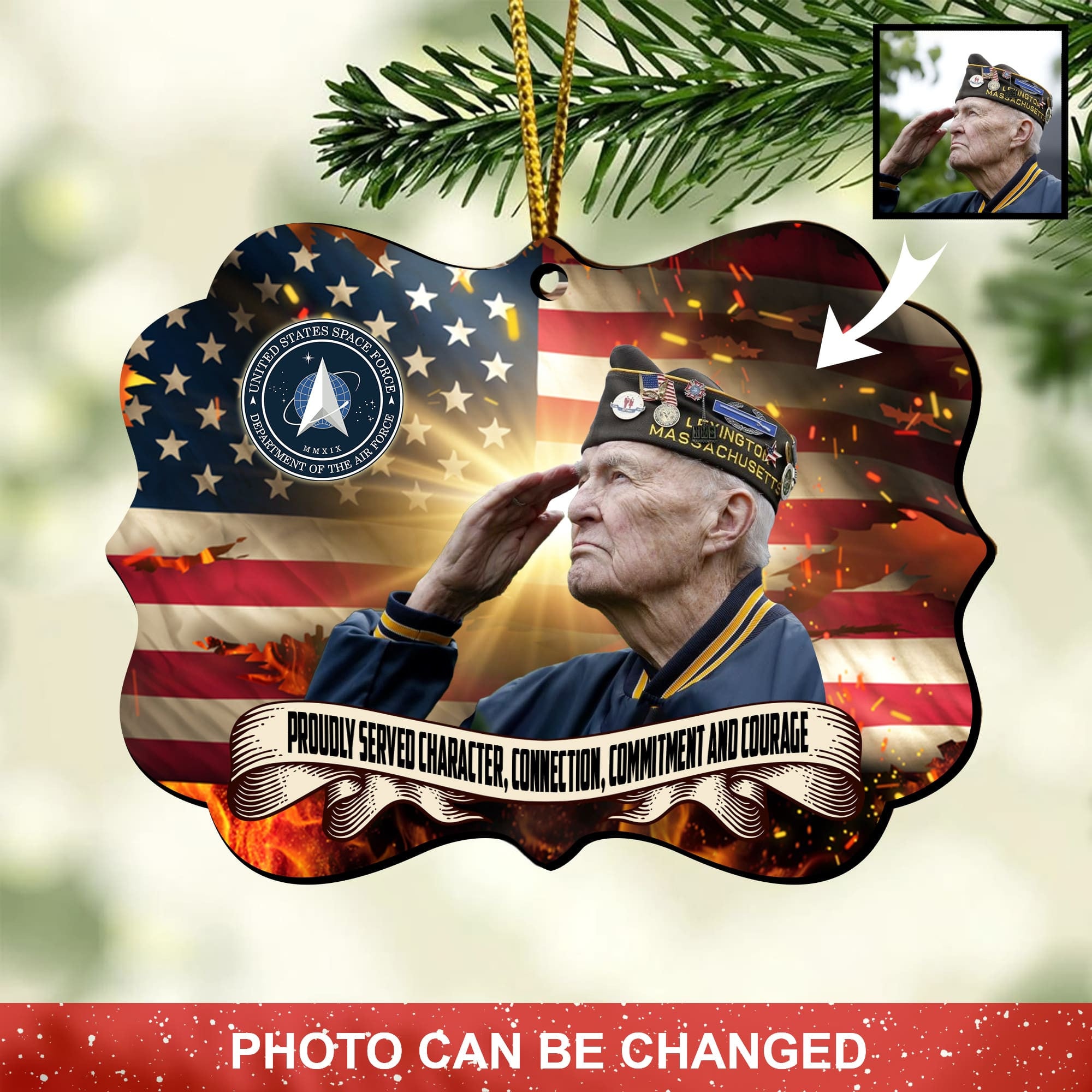 Unique Custom Photo US Veteran Ornament NPVC141101