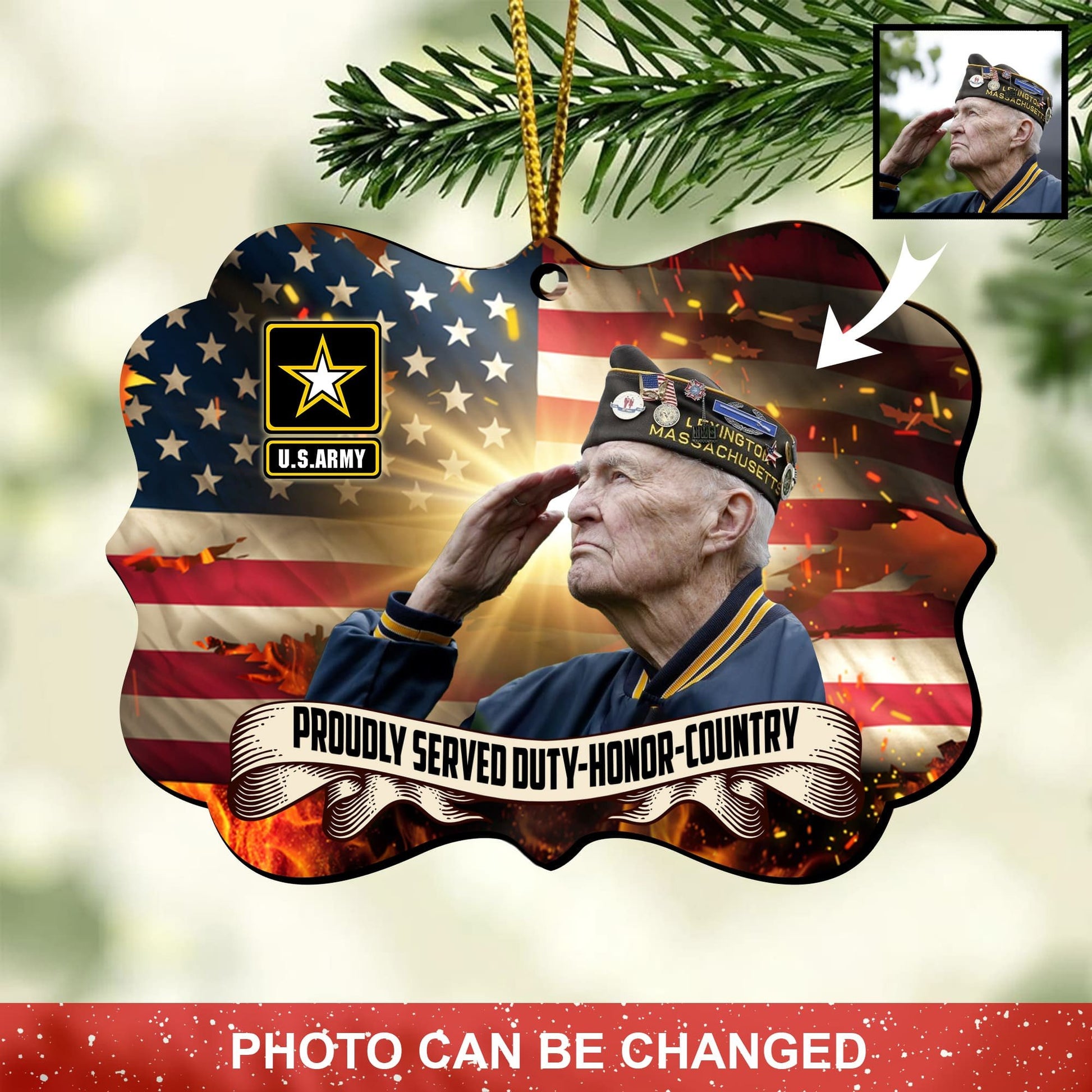 Unique Custom Photo US Veteran Ornament NPVC141101