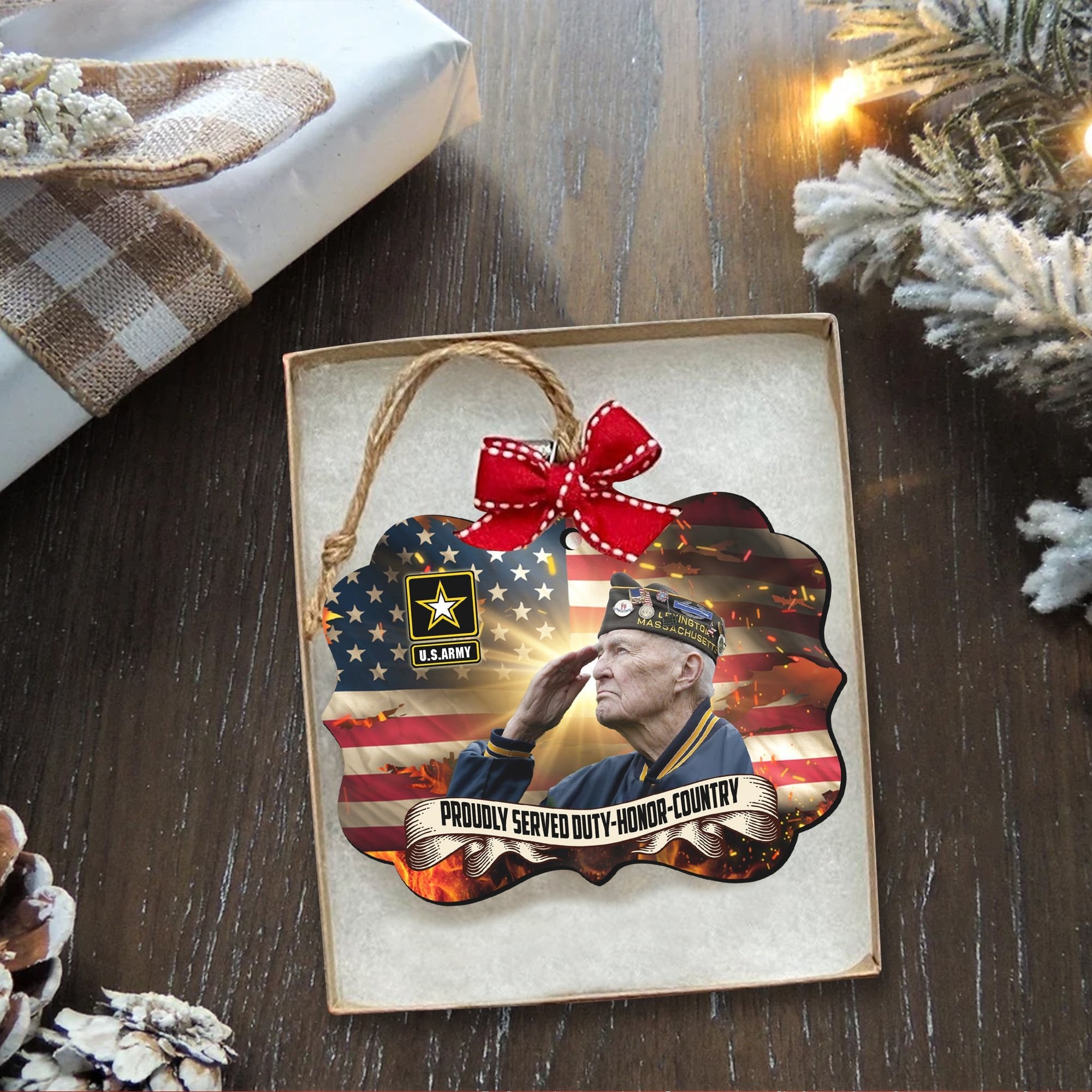 Unique Custom Photo US Veteran Ornament NPVC141101