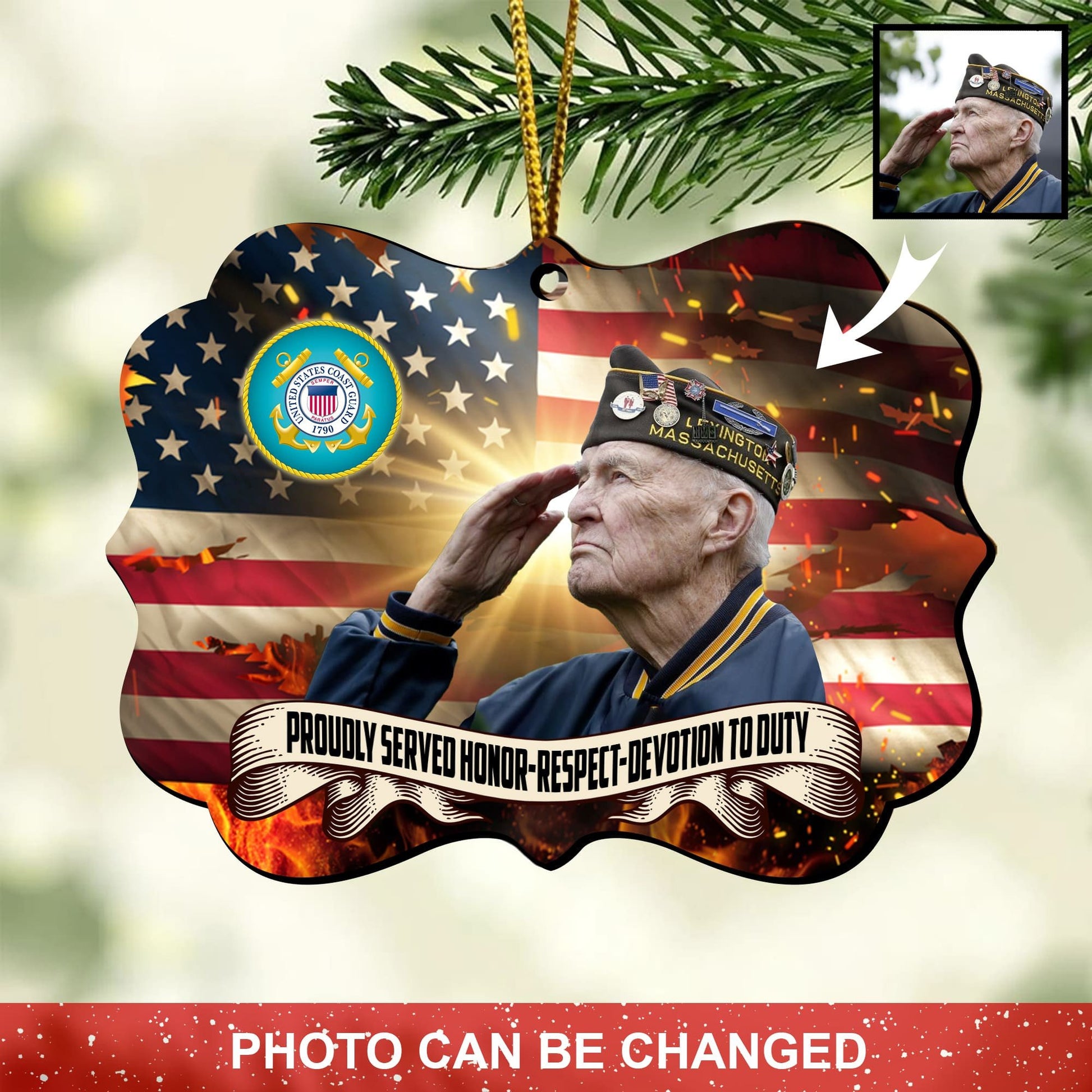 Unique Custom Photo US Veteran Ornament NPVC141101
