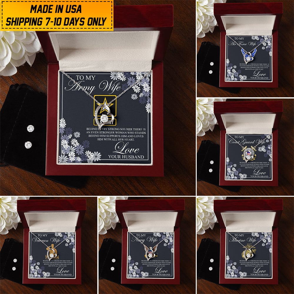 Unique US Veteran Wife Necklace Wife Gift From Husband NPVC020201