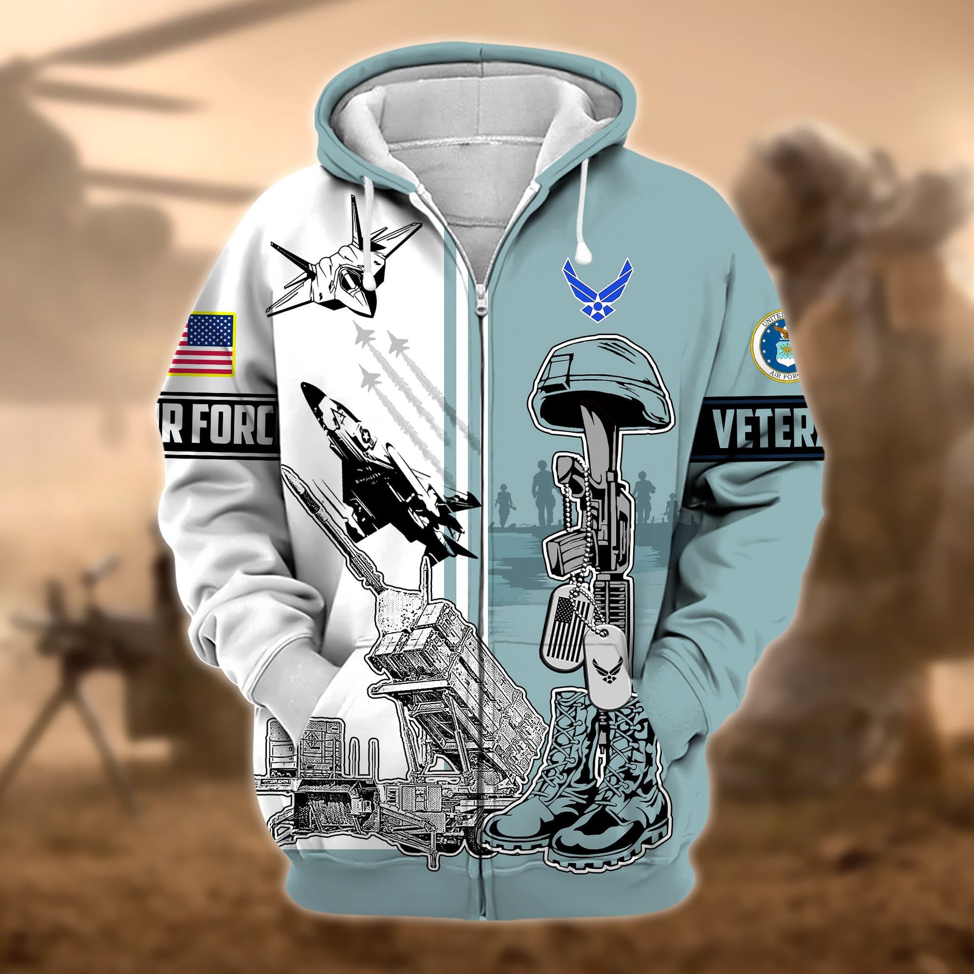Unique Proudly Served US Veteran Zip Hoodie APVC220903