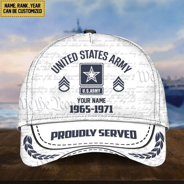 US Army Classic Baseball Cap, Custom Name, Custom Rank And Years Of Service, Gift For US Army Veteran, Gift For US Veterans VPVC000101