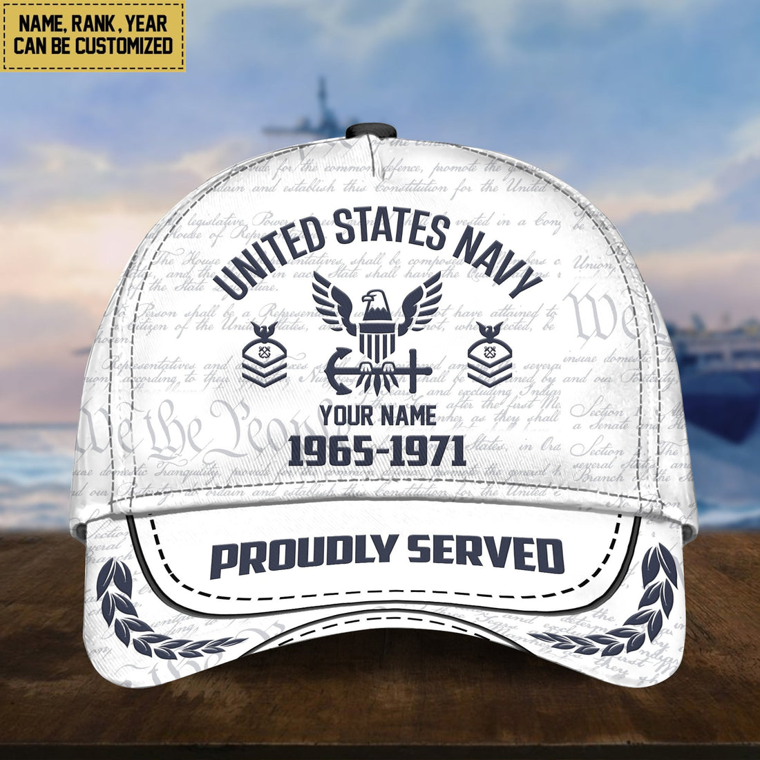 US Navy Classic Baseball Cap, Custom Name, Custom Rank And Years Of Service, Gift For US Navy Veteran, Gift For US Veterans VPVC000102