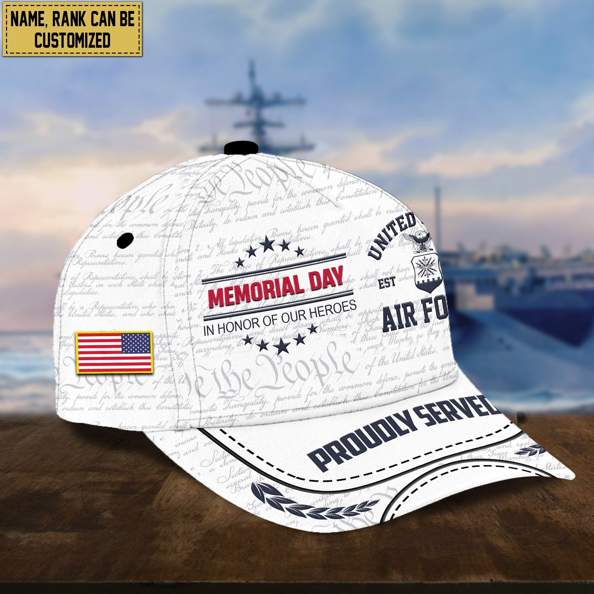USAF Custom Rank, Name Cap, Gift For Veterans Day, Father's Day, Memorial Day VPVC000304