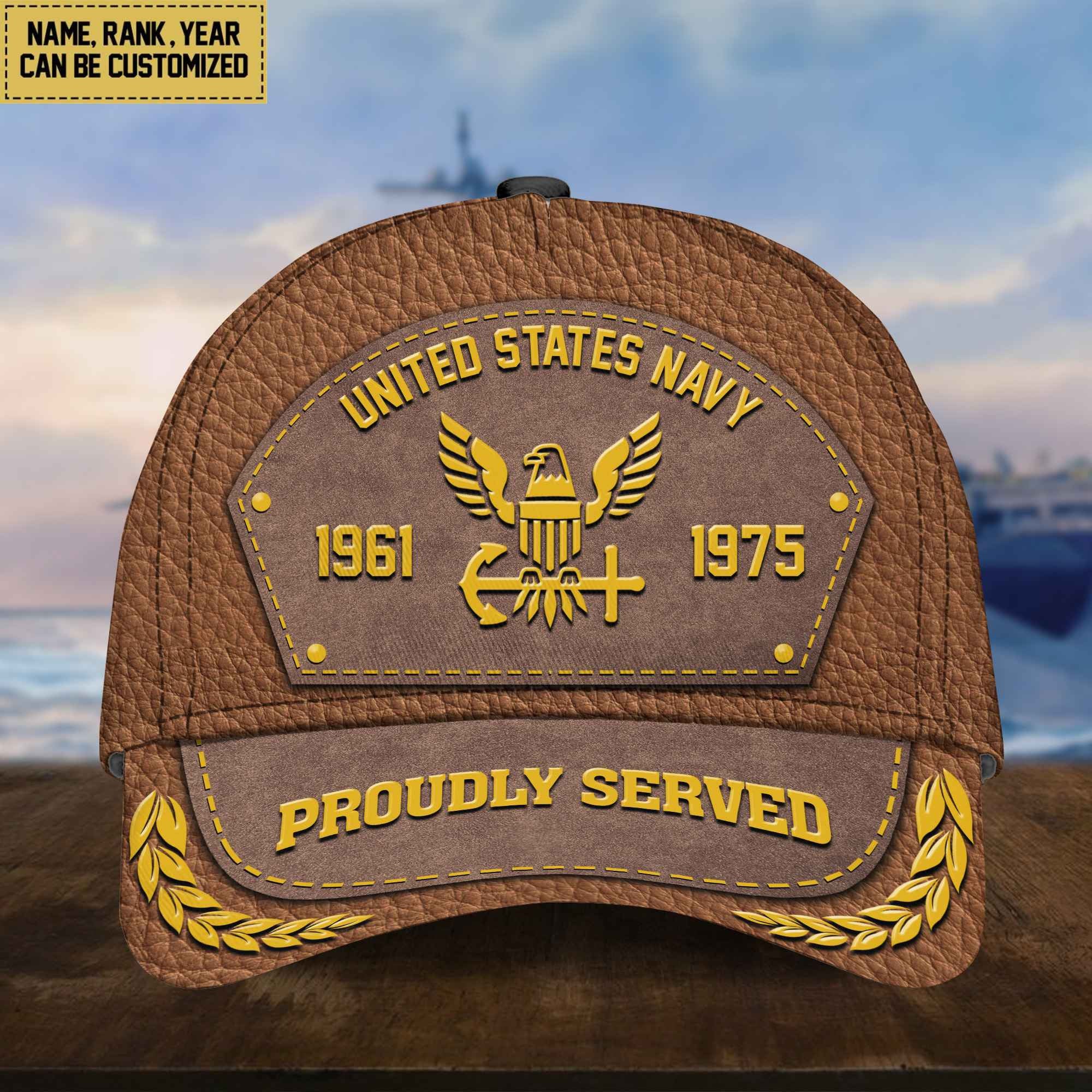 Customized US Navy Veteran Cap, Gift For Veterans Day, Father's Day, Memorial Day VPVC000402