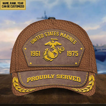Customized US Marines Veteran Cap, Gift For Veterans Day, Father's Day, Memorial Day VPVC000403