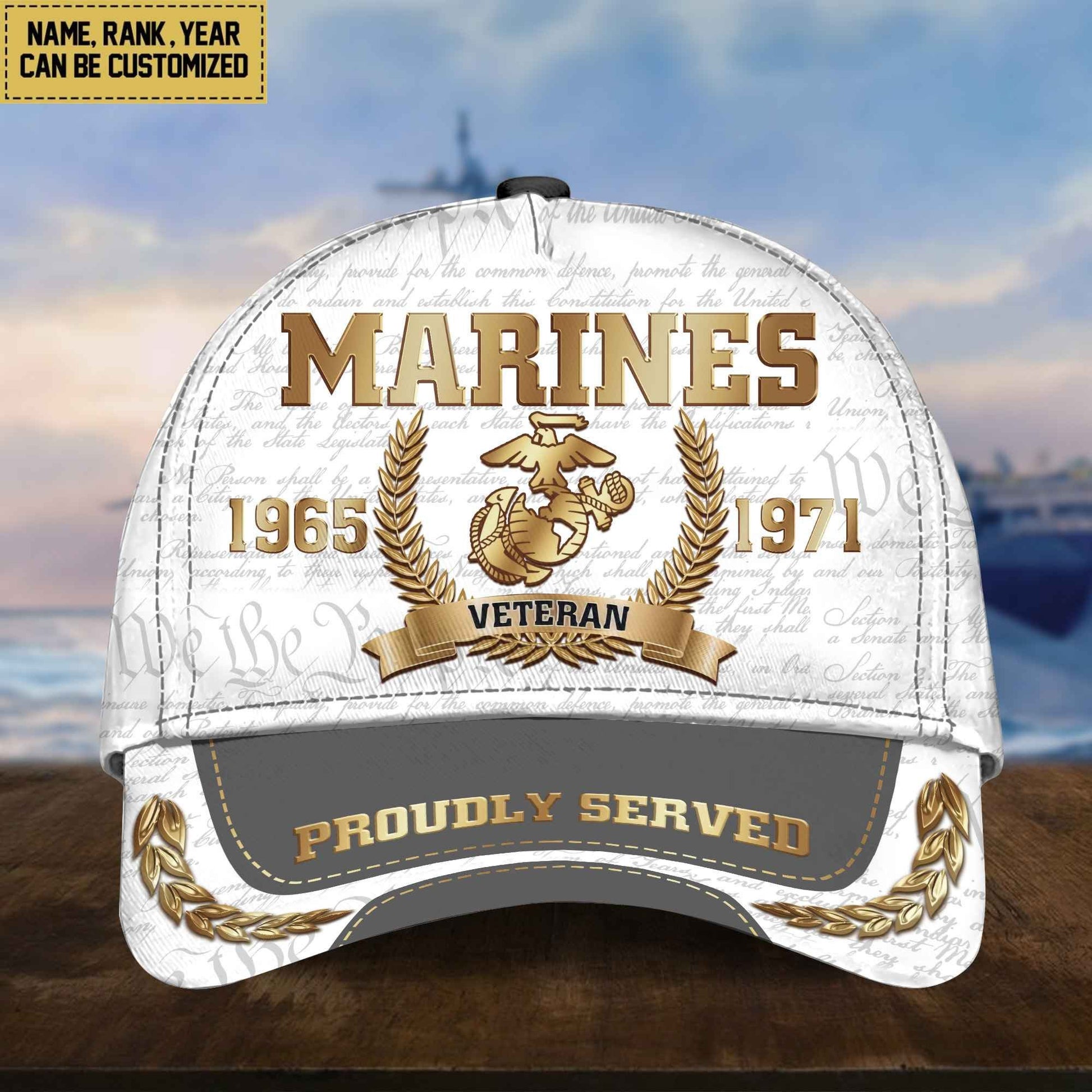 US Marines Cap, Custom Name, Rank, Years Of Service Gift For Veterans Day, Father's Day, Memorial Day VPVC000503