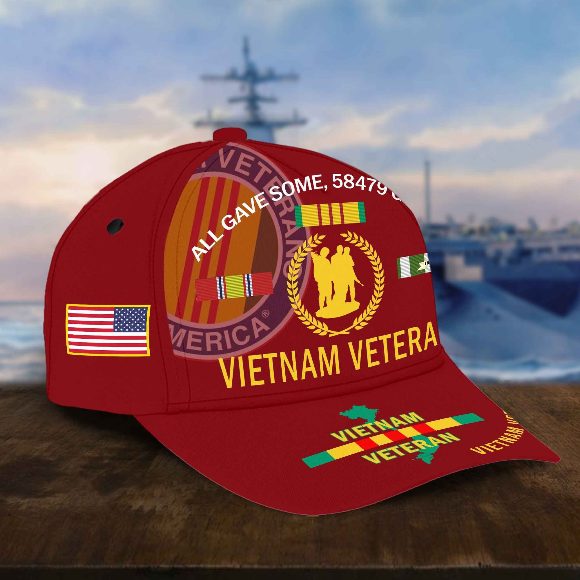 Vietnam Veteran Hat, Personalized Cap Gift For Gift For Veterans Day, Father's Day, Memorial Day VPVC0011