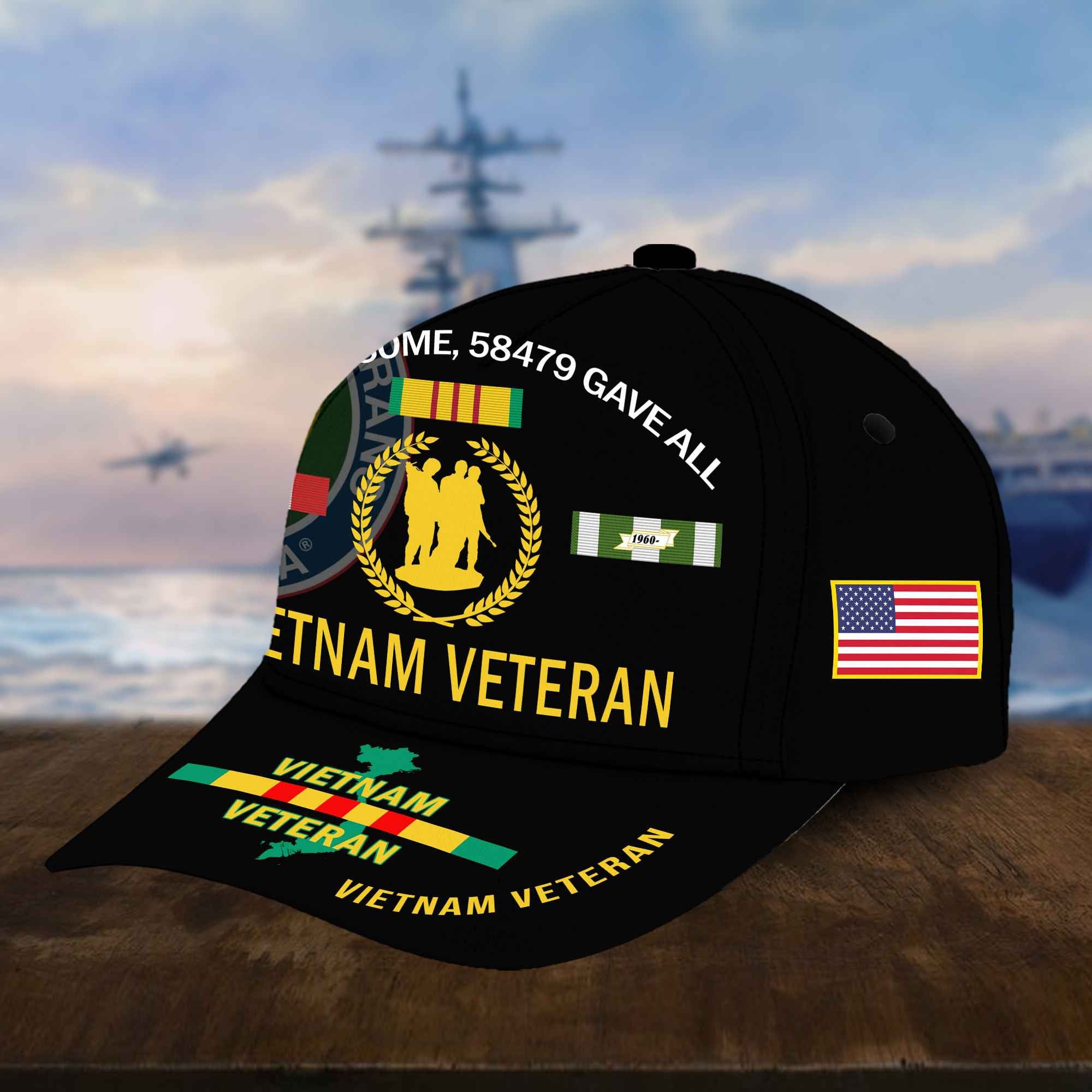 Vietnam Veteran Hat, Personalized Cap Gift For Gift For Veterans Day, Father's Day, Memorial Day VPVC0011