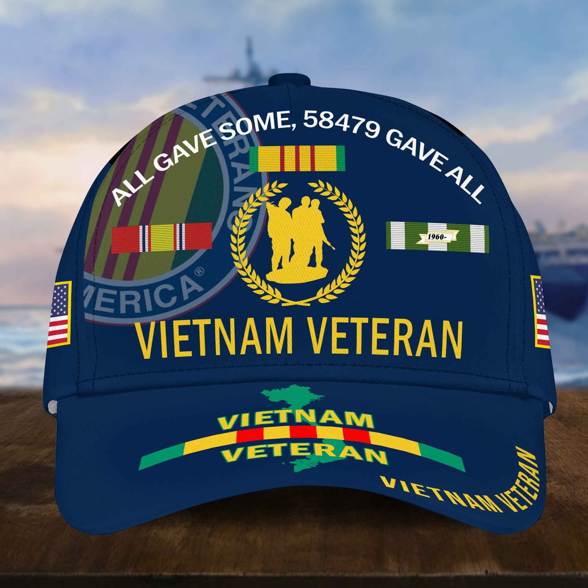 Vietnam Veteran Hat, Personalized Cap Gift For Gift For Veterans Day, Father's Day, Memorial Day VPVC0011