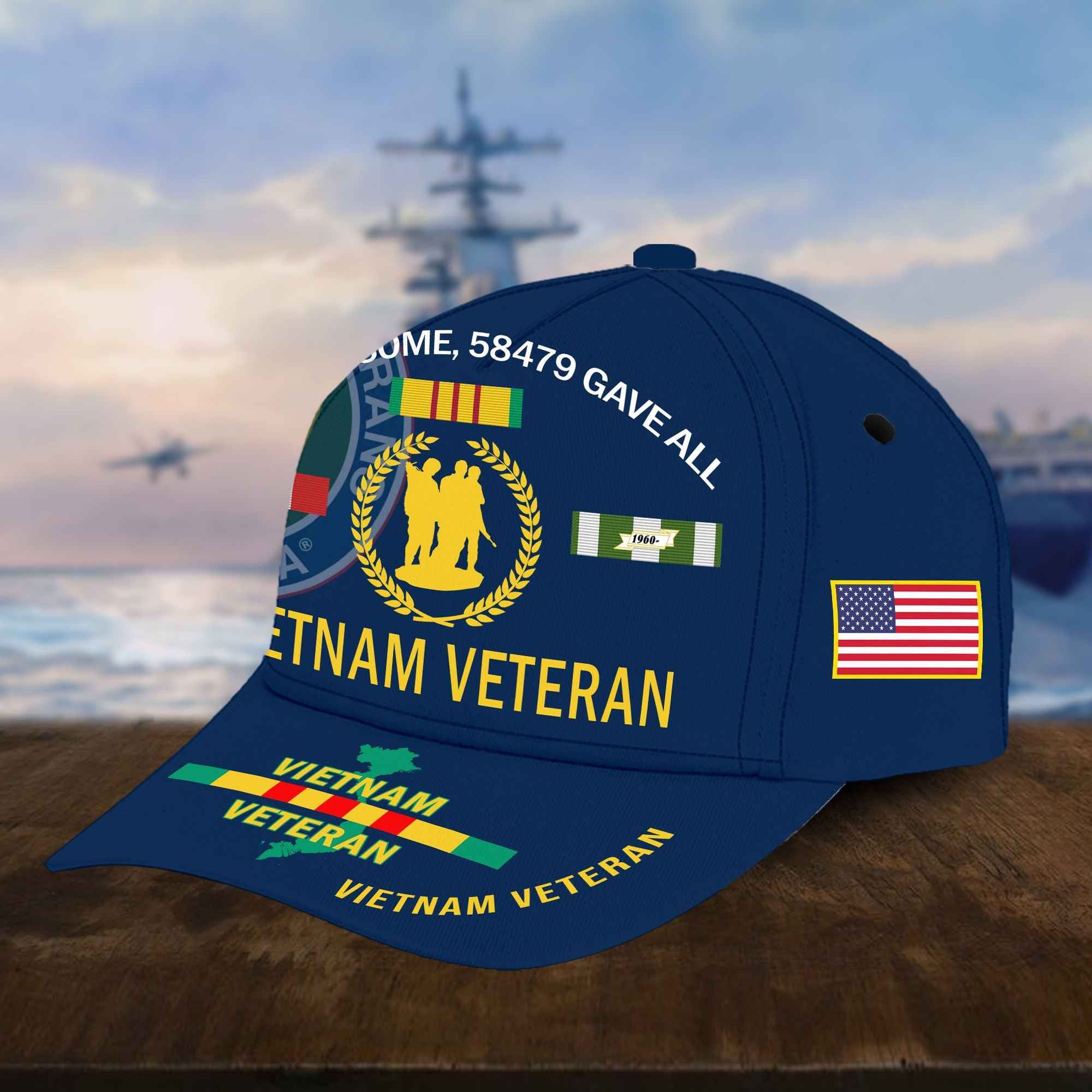 Vietnam Veteran Hat, Personalized Cap Gift For Gift For Veterans Day, Father's Day, Memorial Day VPVC0011