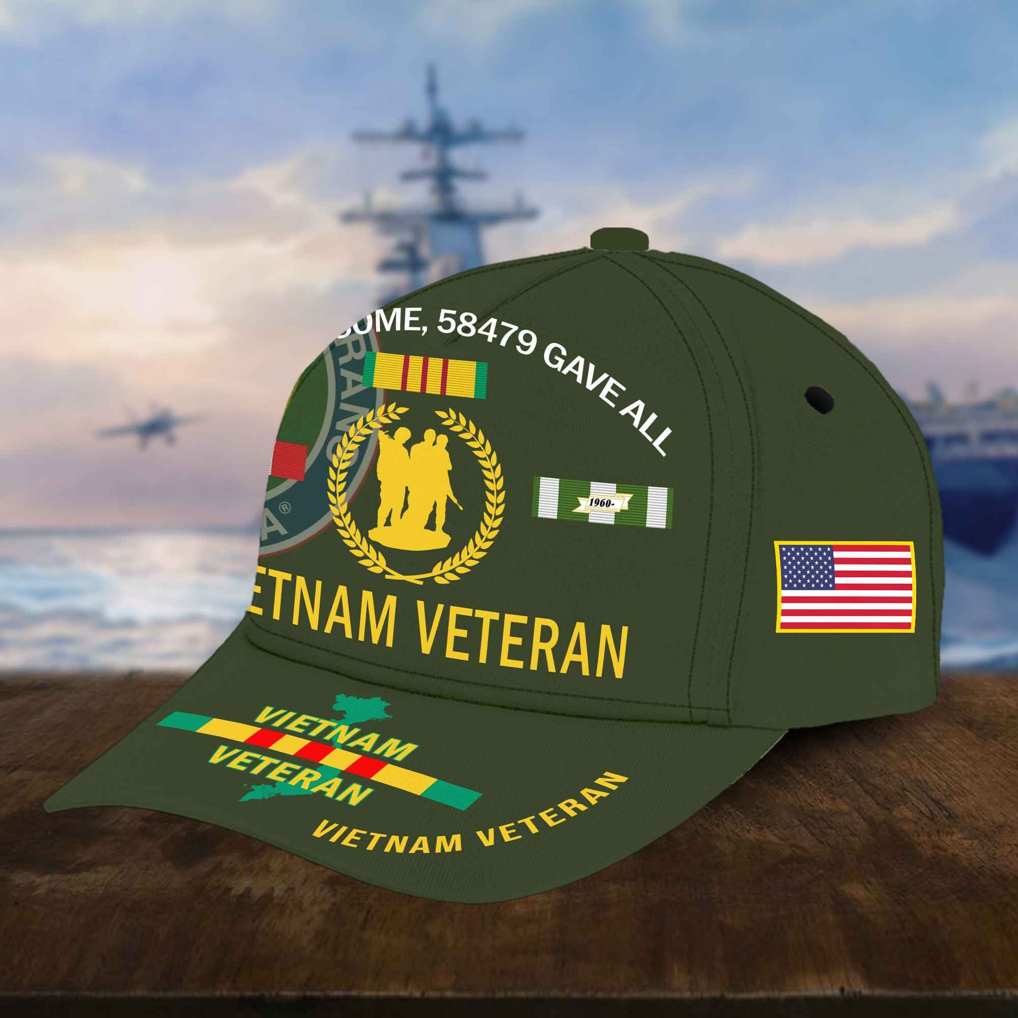 Vietnam Veteran Hat, Personalized Cap Gift For Gift For Veterans Day, Father's Day, Memorial Day VPVC0011