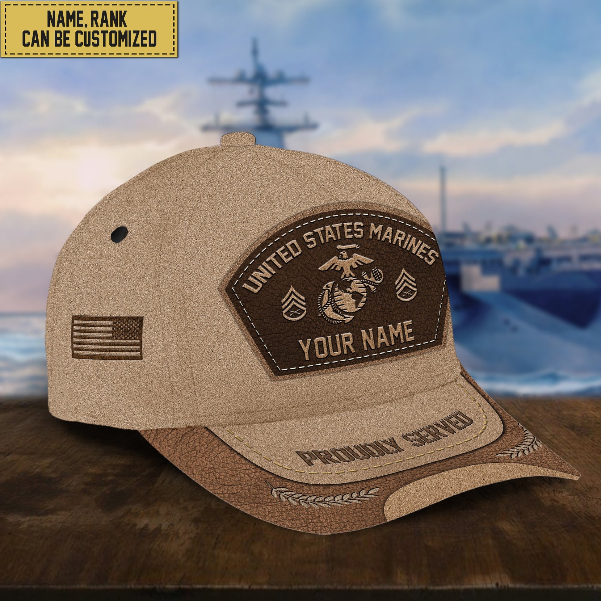 Customized US Marines Veteran Hat - Personalized Name, Rank Gift For Veteran VPVC000903