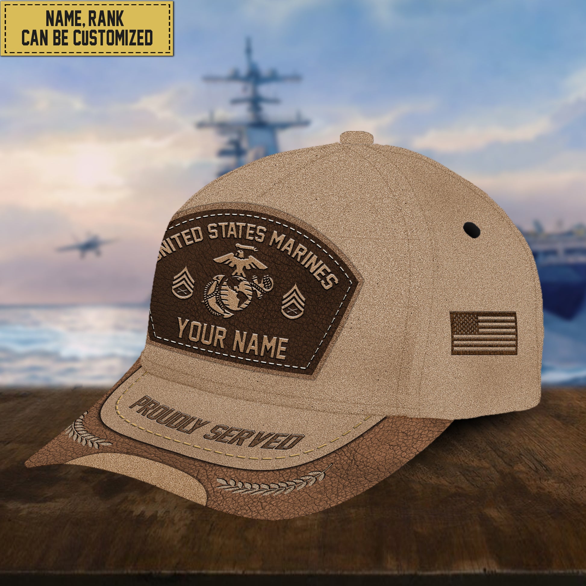 Customized US Marines Veteran Hat - Personalized Name, Rank Gift For Veteran VPVC000903