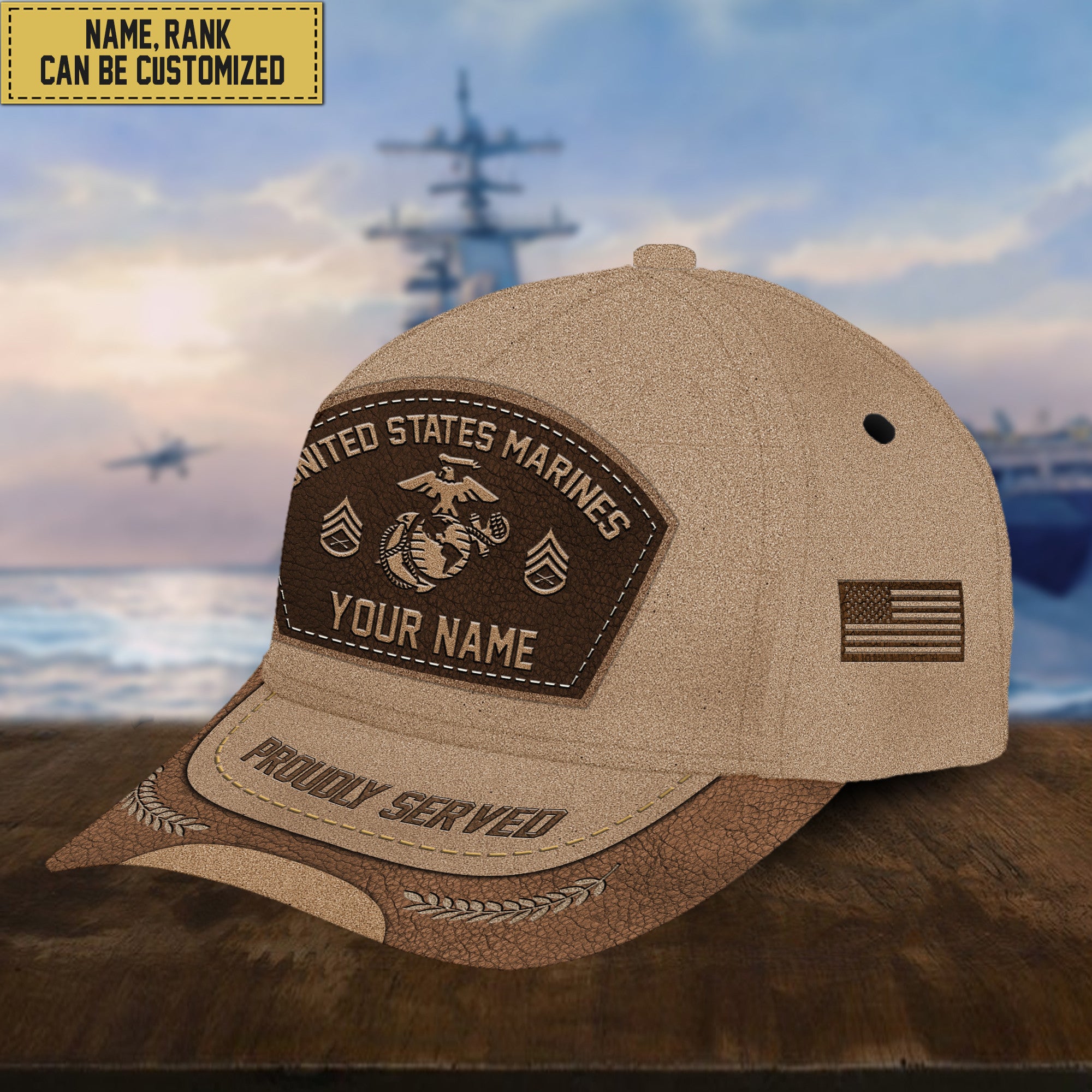Customized US Marines Veteran Hat - Personalized Name, Rank Gift For Veteran VPVC000903