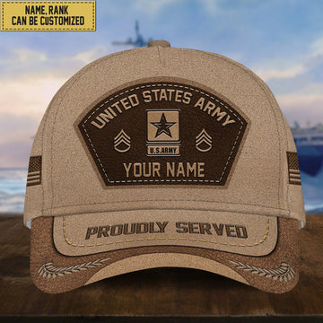 Customized US Army Veteran Hat - Personalized Name, Rank Gift For Veteran VPVC000901