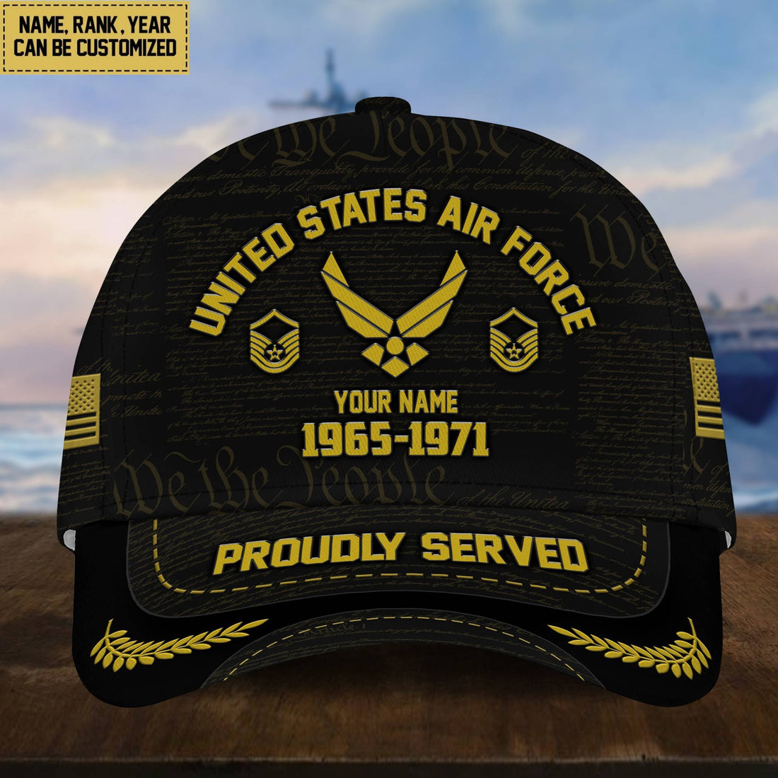 Customized USAF Veteran Hat Printed Classic Cap Personalized With Rank Military Style Ball Caps Air Force VPVC000804