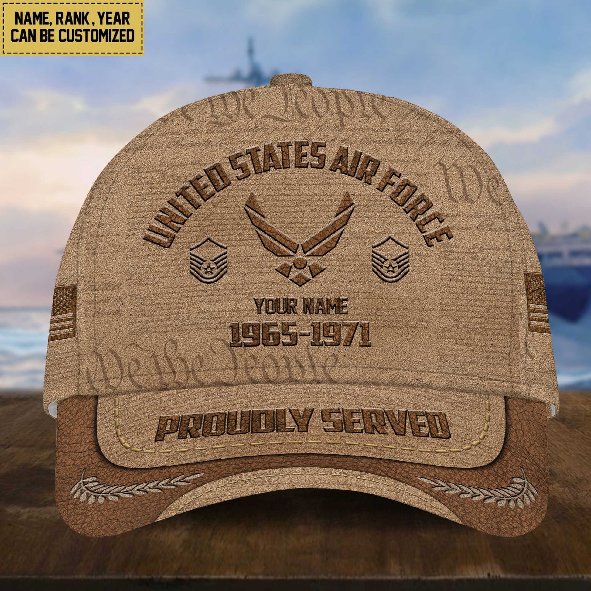 USAF Veteran Cap, Custom Name, Rank, Years Of Service Gift For Veterans Day, Father's Day, Memorial Day VPVC000704