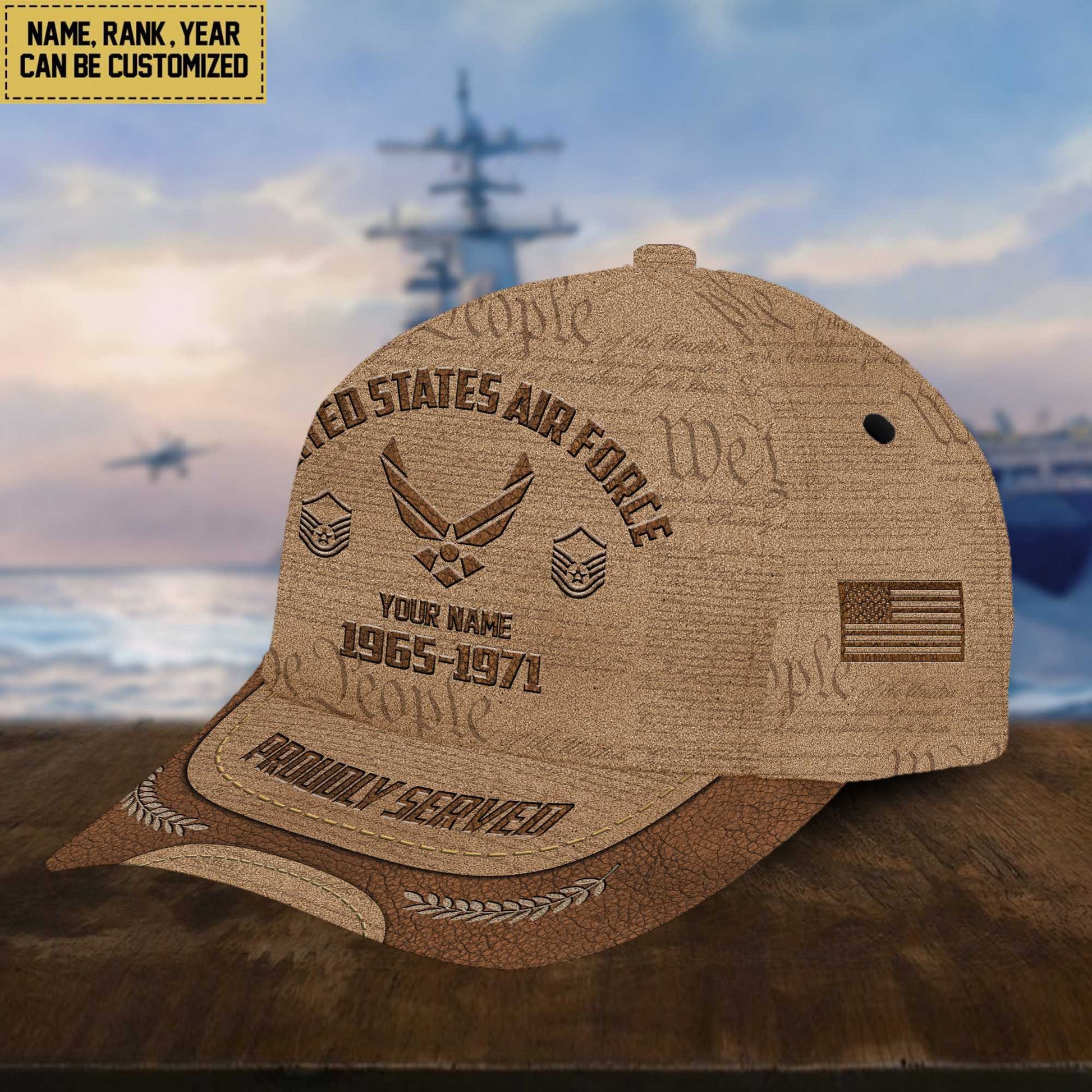 USAF Veteran Cap, Custom Name, Rank, Years Of Service Gift For Veterans Day, Father's Day, Memorial Day VPVC000704