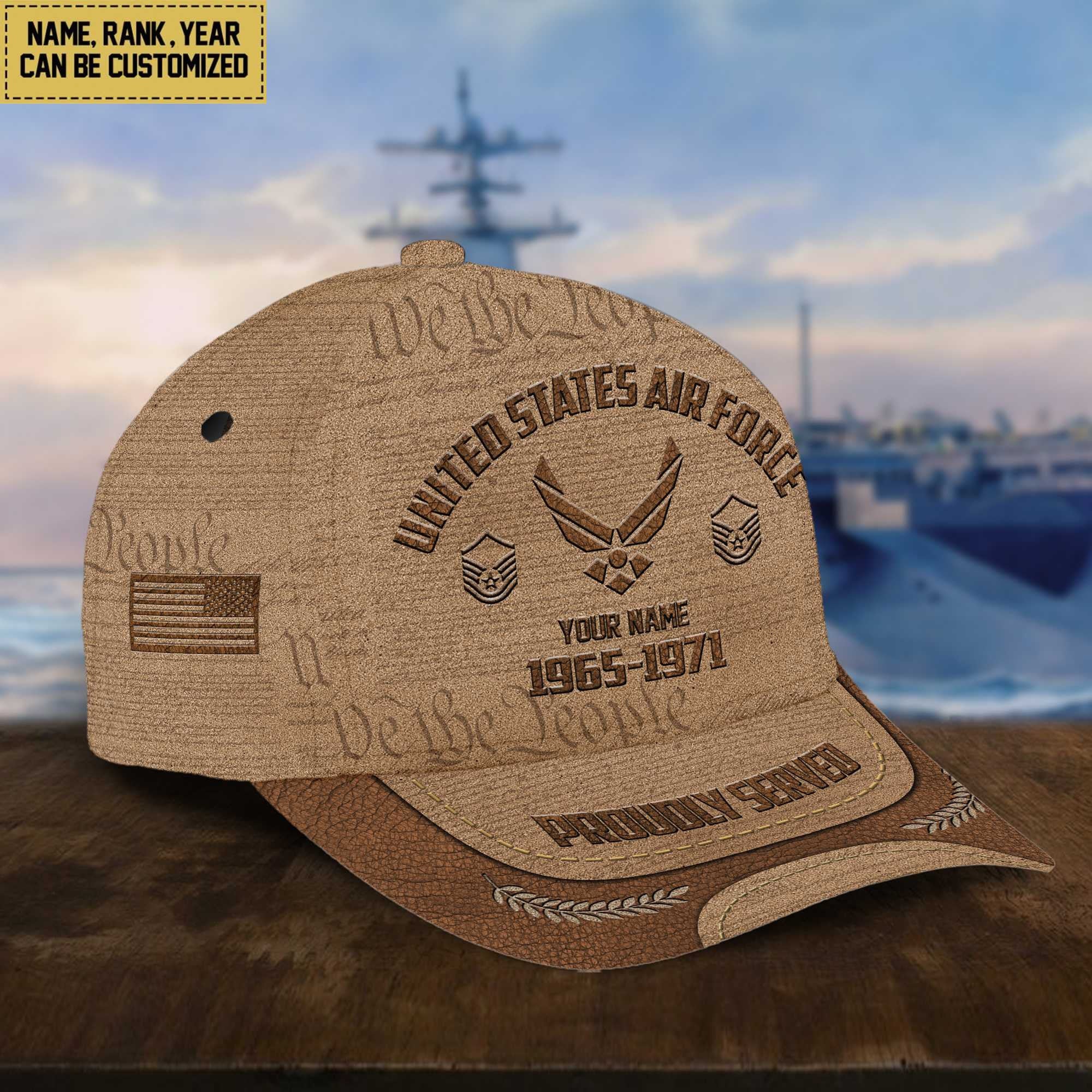 USAF Veteran Cap, Custom Name, Rank, Years Of Service Gift For Veterans Day, Father's Day, Memorial Day VPVC000704