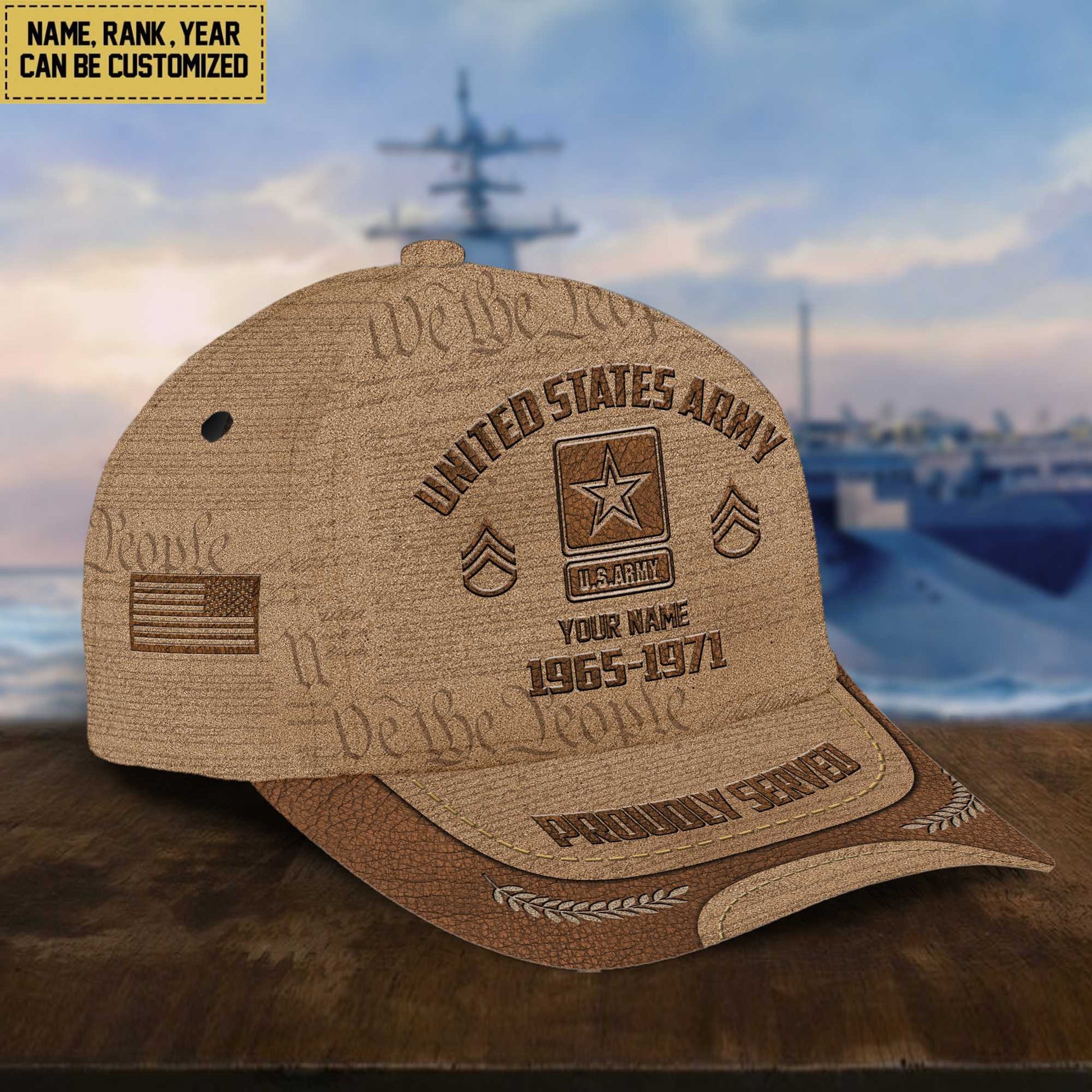 US Army Veteran Cap, Custom Name, Rank, Years Of Service Gift For Veterans Day, Father's Day, Memorial Day VPVC000701