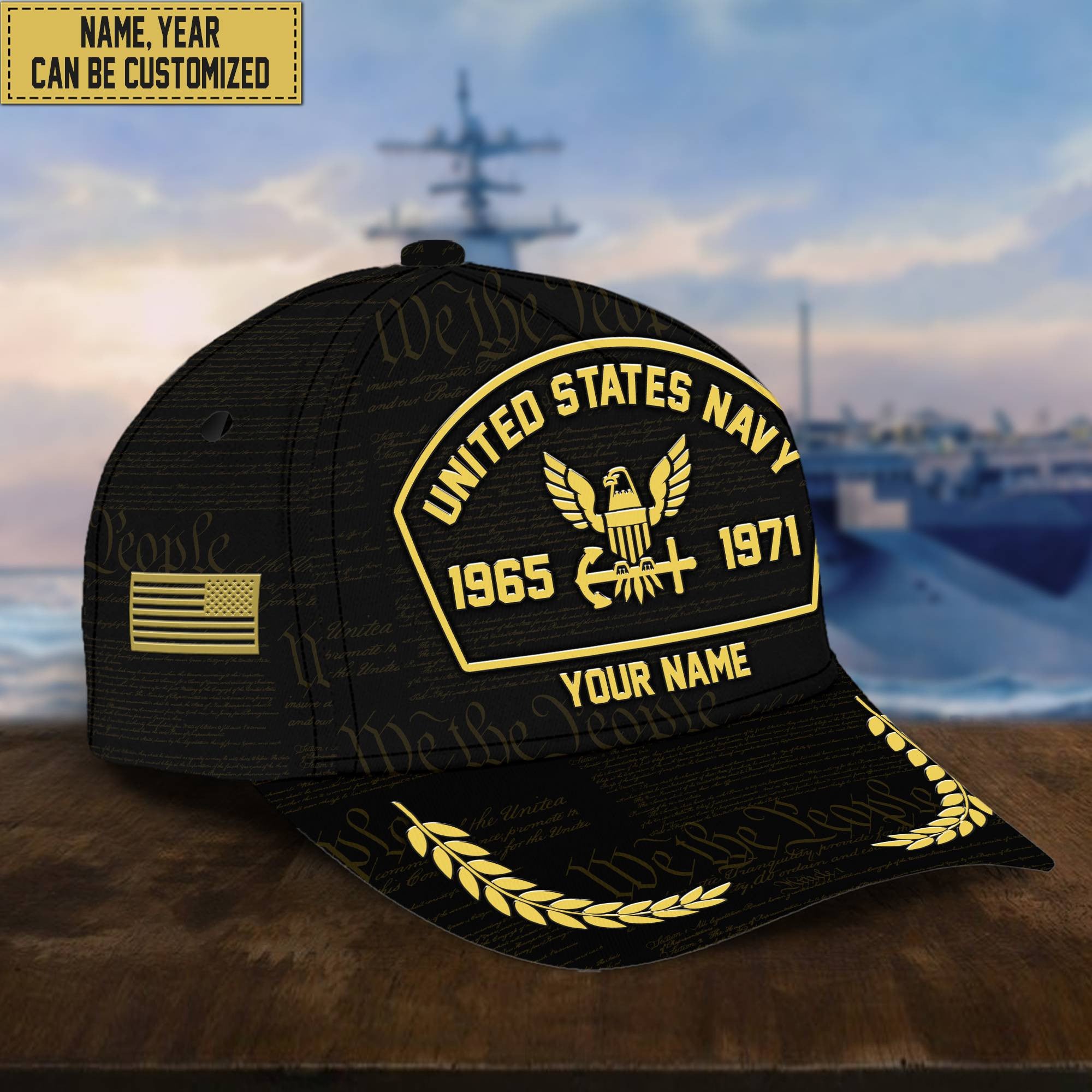 Customized US Navy Veteran Hat – 3D Cap Personalized With Name, Years Of Service Military VPVC000602