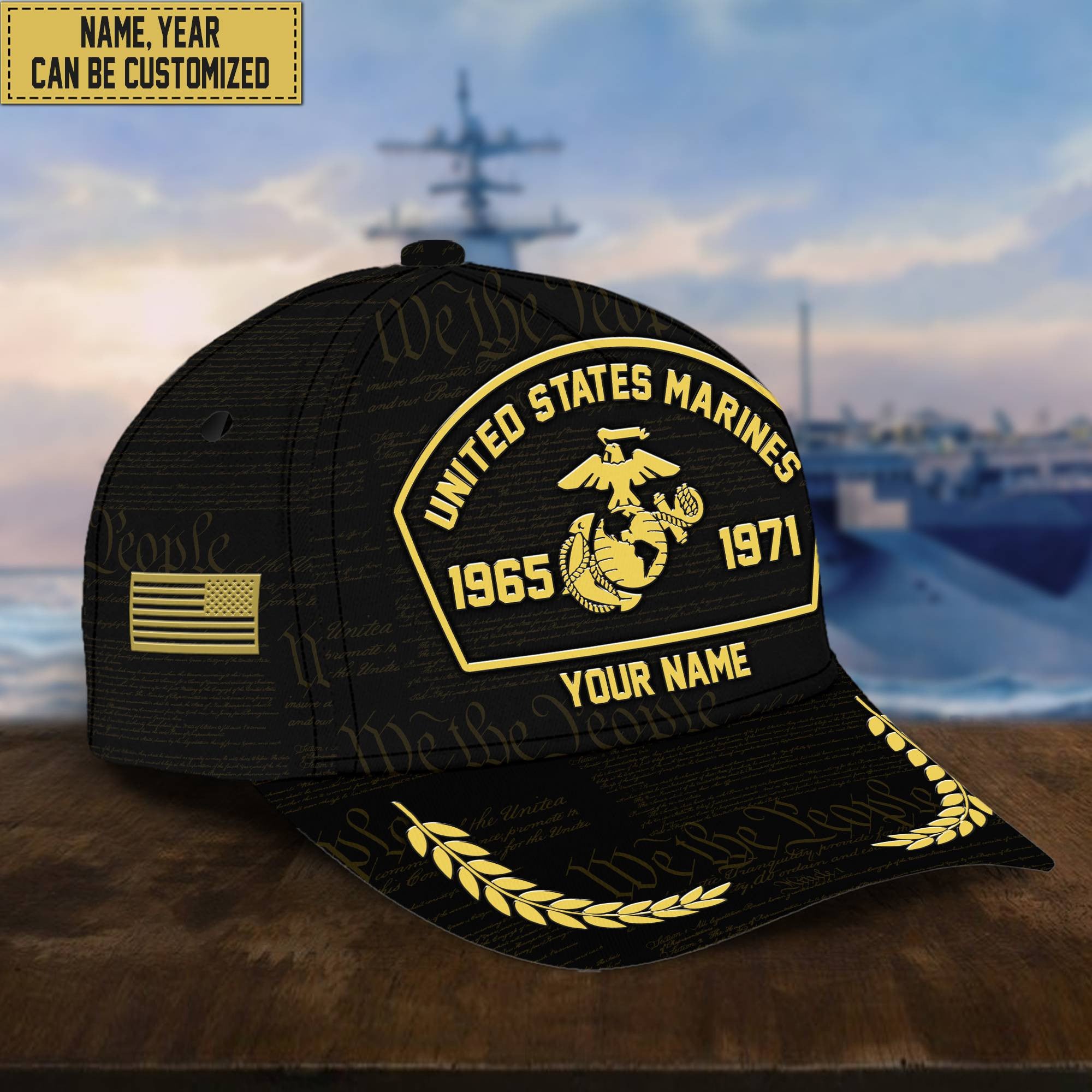 Customized US Marines Veteran Hat – 3D Cap Personalized With Name, Years Of Service Military VPVC000603