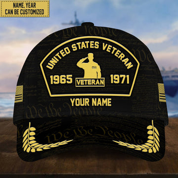 Customized US Veteran Hat – 3D Cap Personalized With Name, Years Of Service Military VPVC000607
